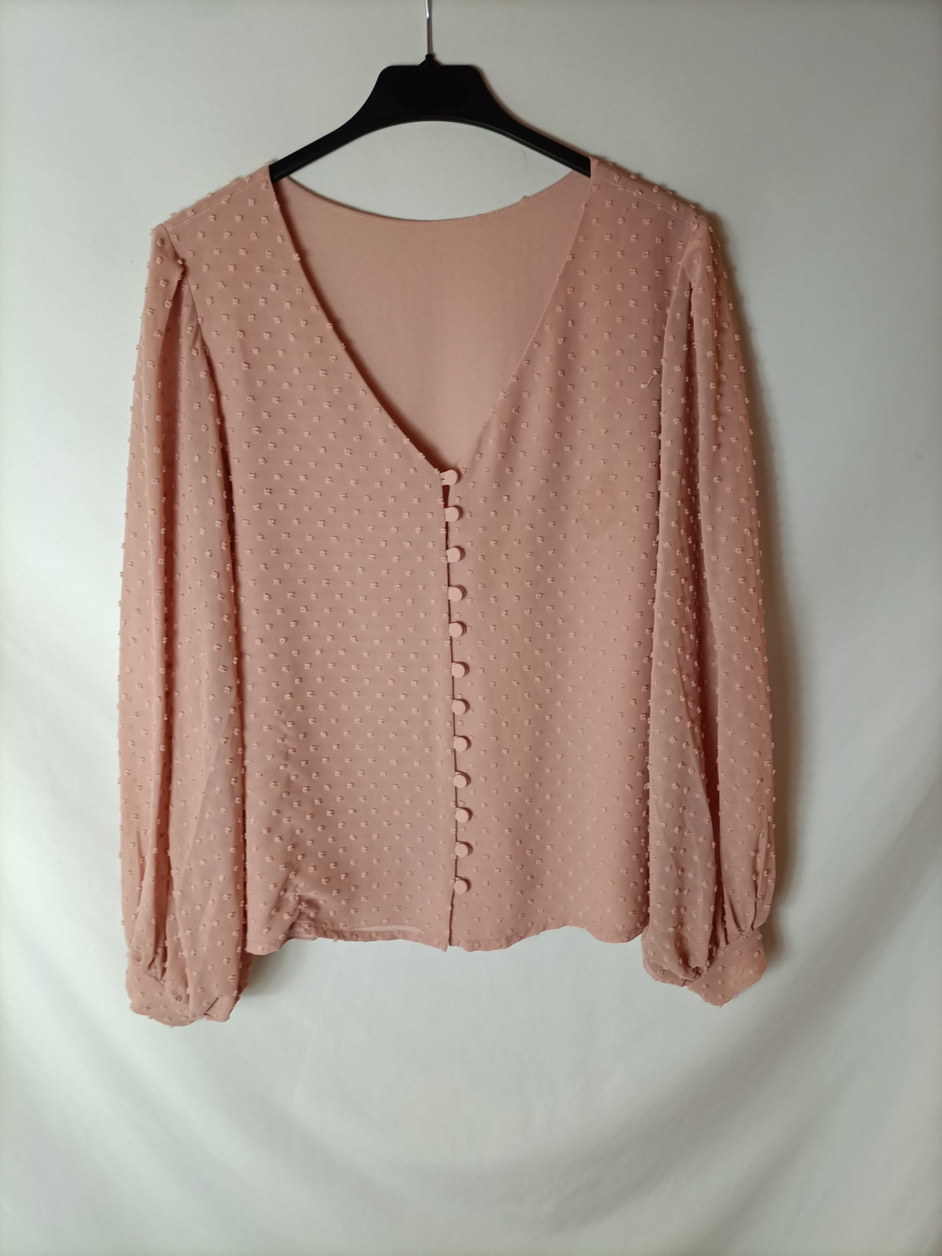 BIMANI. Blusa rosa plumeti T.m