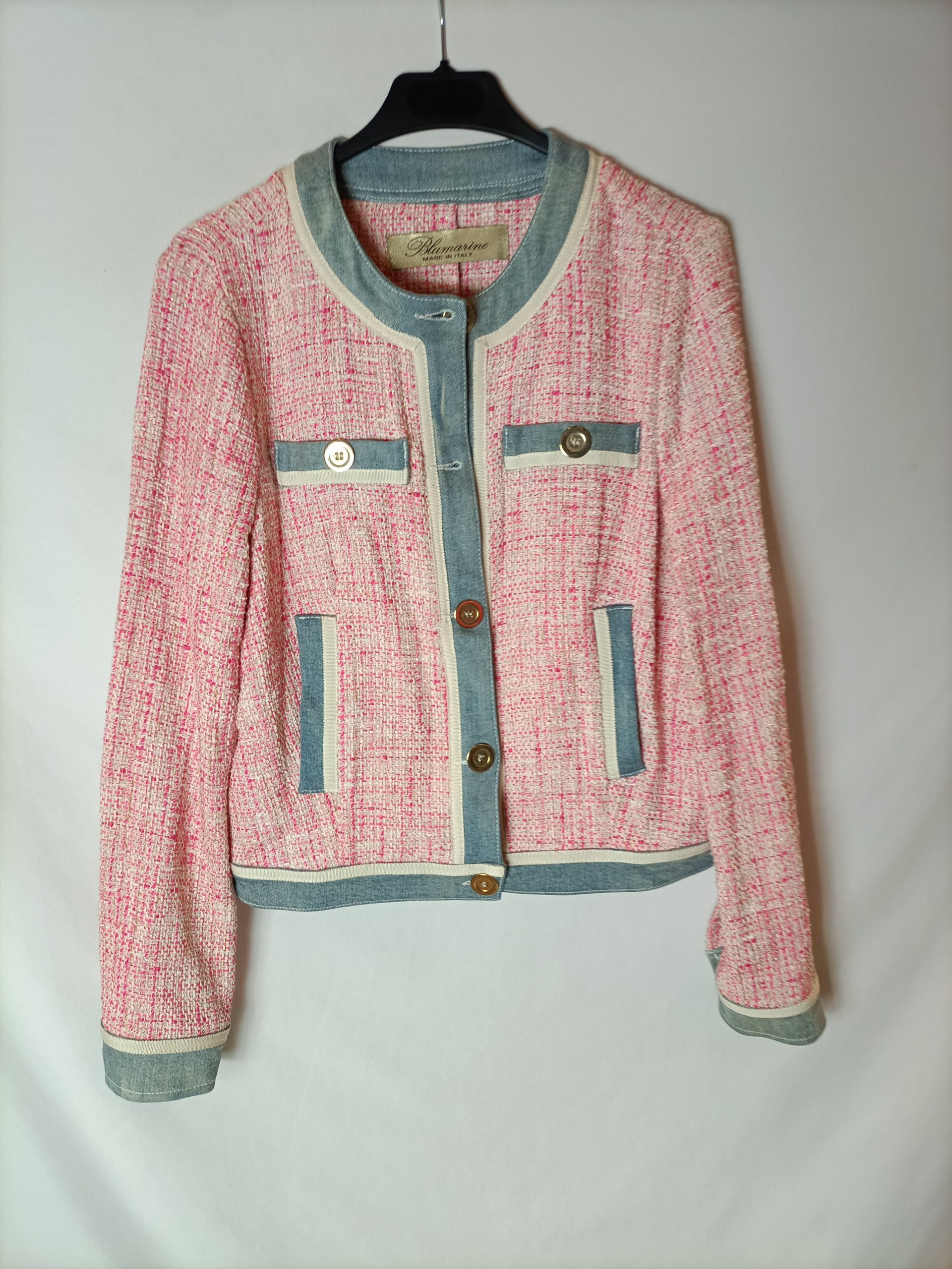 OUTLET. BLUMARINE. Chaqueta tweed rosa. T 38