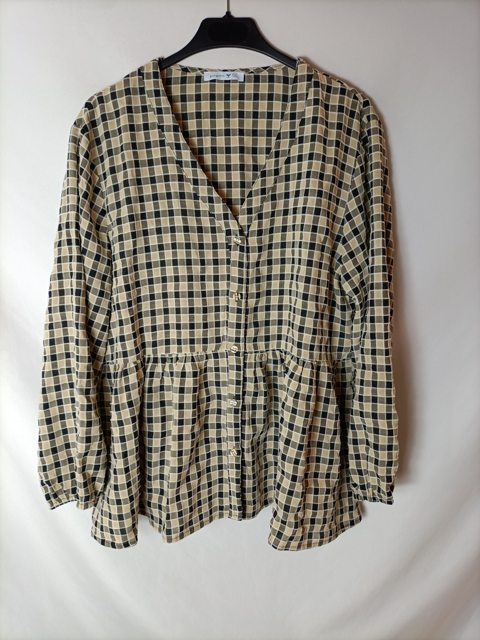 PINPON LILI. Blusa cuadros botones T.u(m/l)