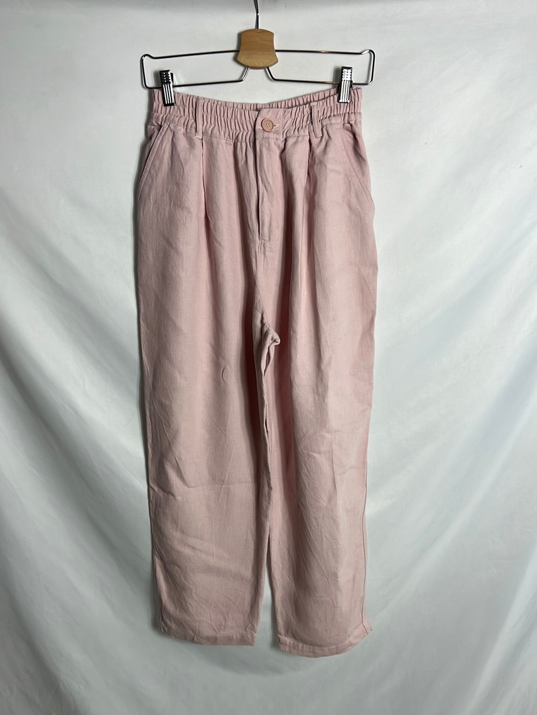 ZARA. Pantalón fluido rosa T.s