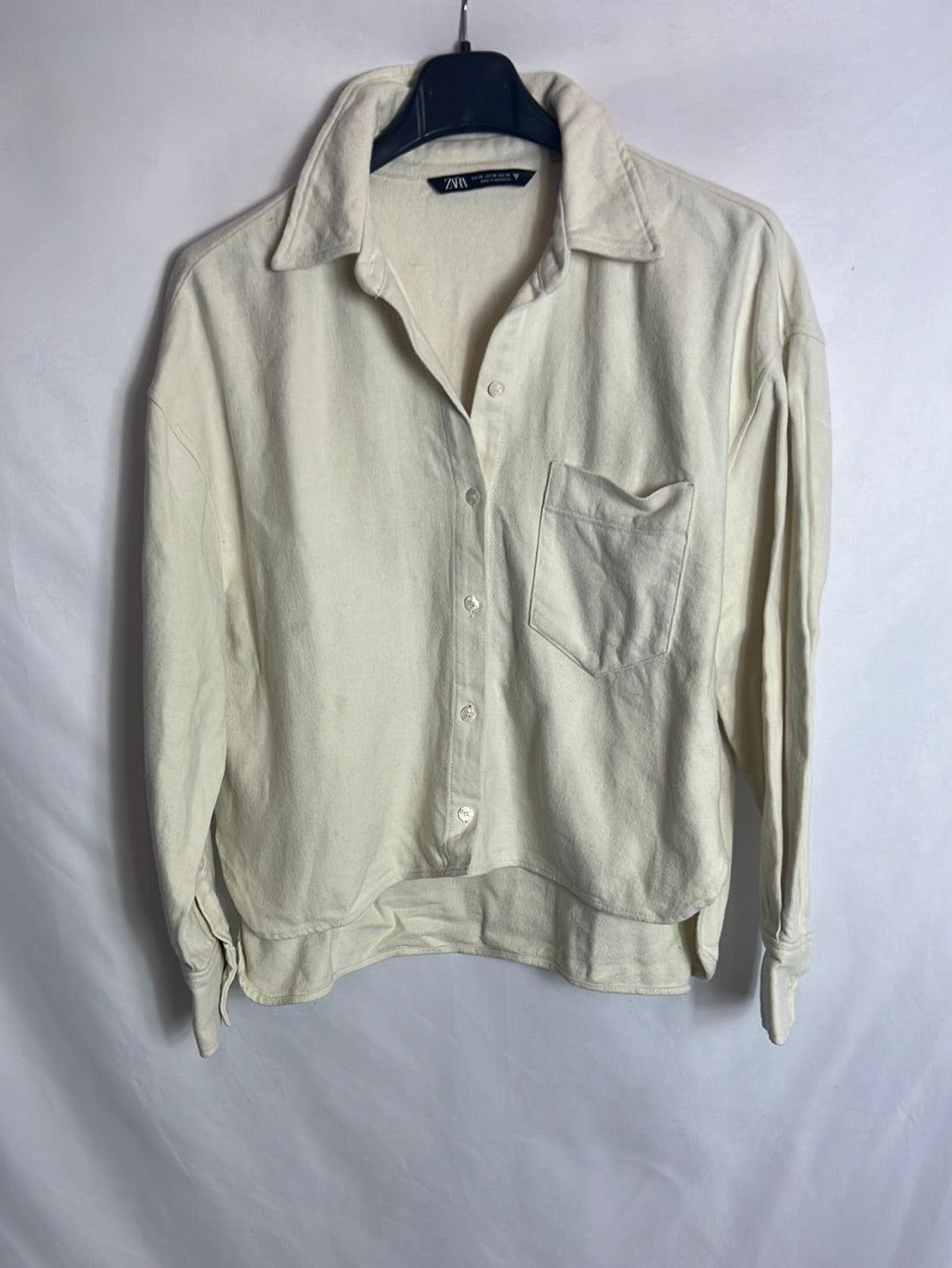 ZARA. Camisa beige franela. T XS