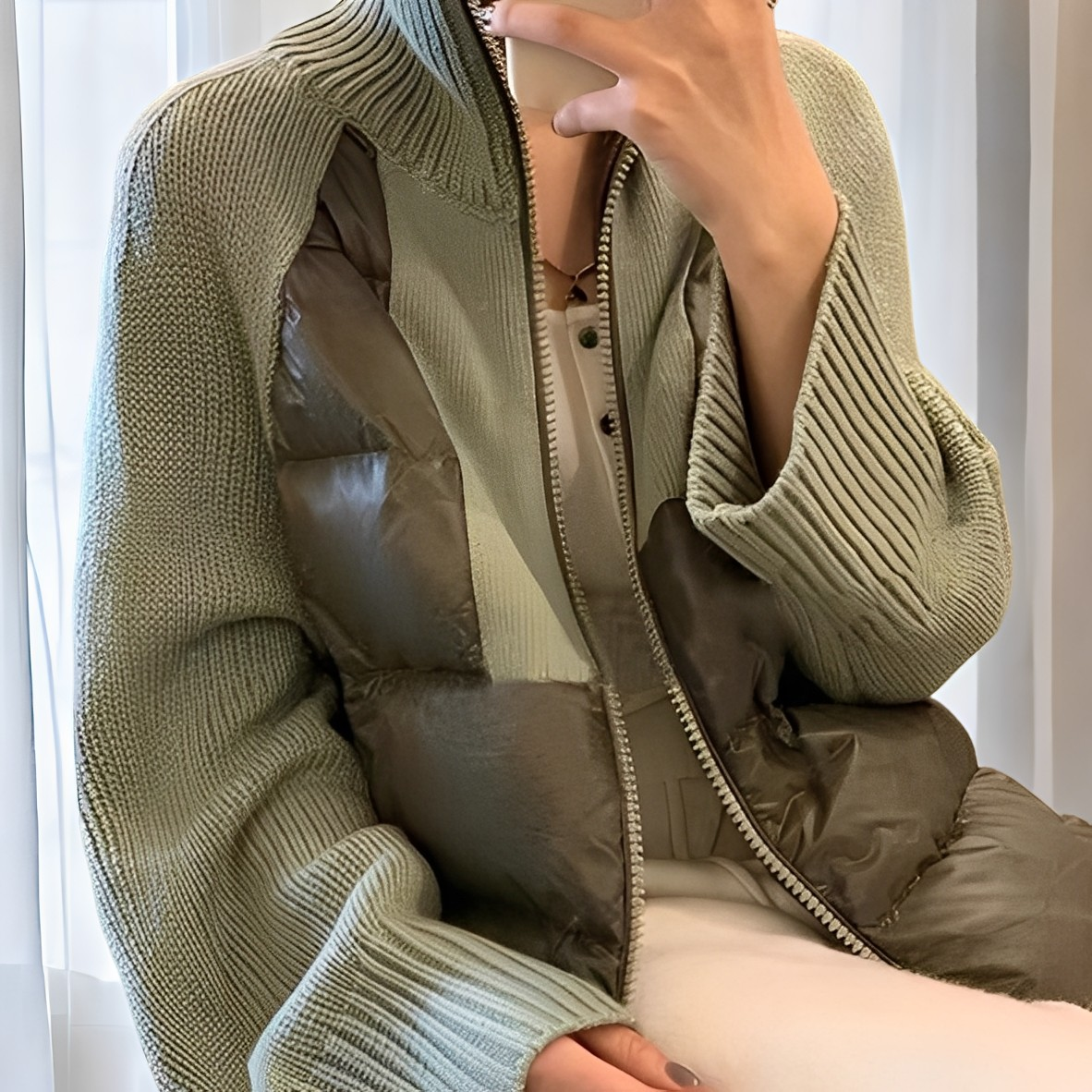 Harley - Chaqueta Parka de Punto Casual con Cremallera para Mujeres