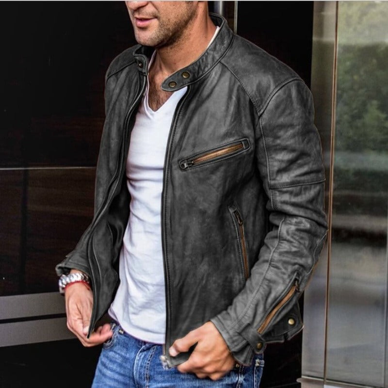 Steve - Elegante y impermeable chaqueta de cuero para hombres