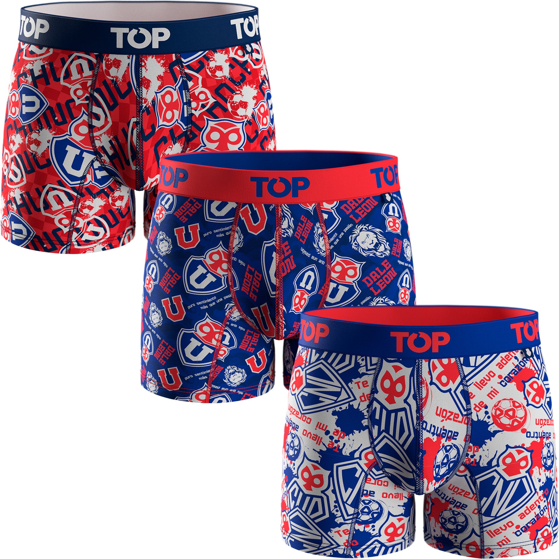 Bóxer Medio Algodón Universidad de Chile Pack 3 C8