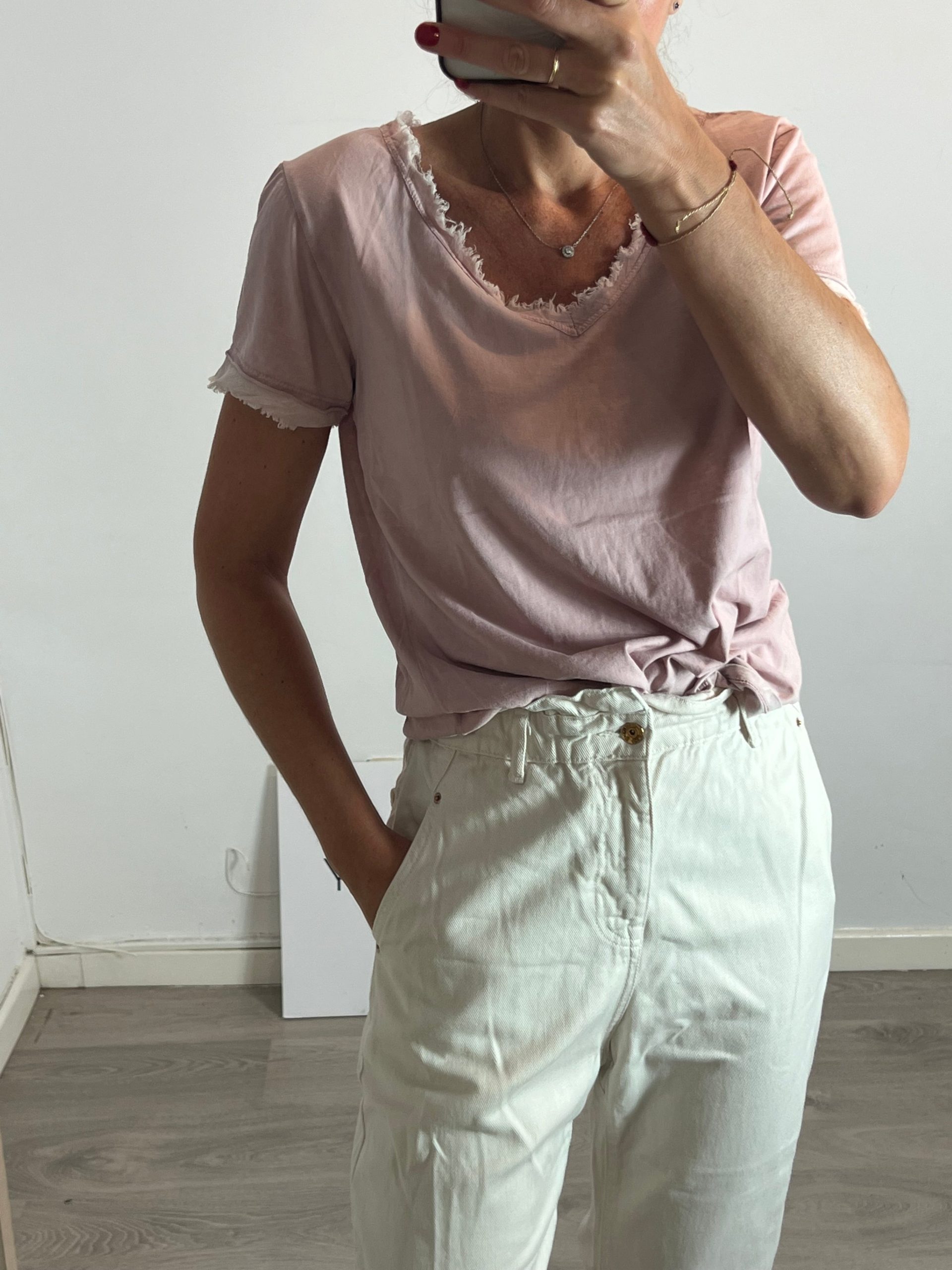 RENATTA&GO. Camiseta rosa jaspeada. T M/L