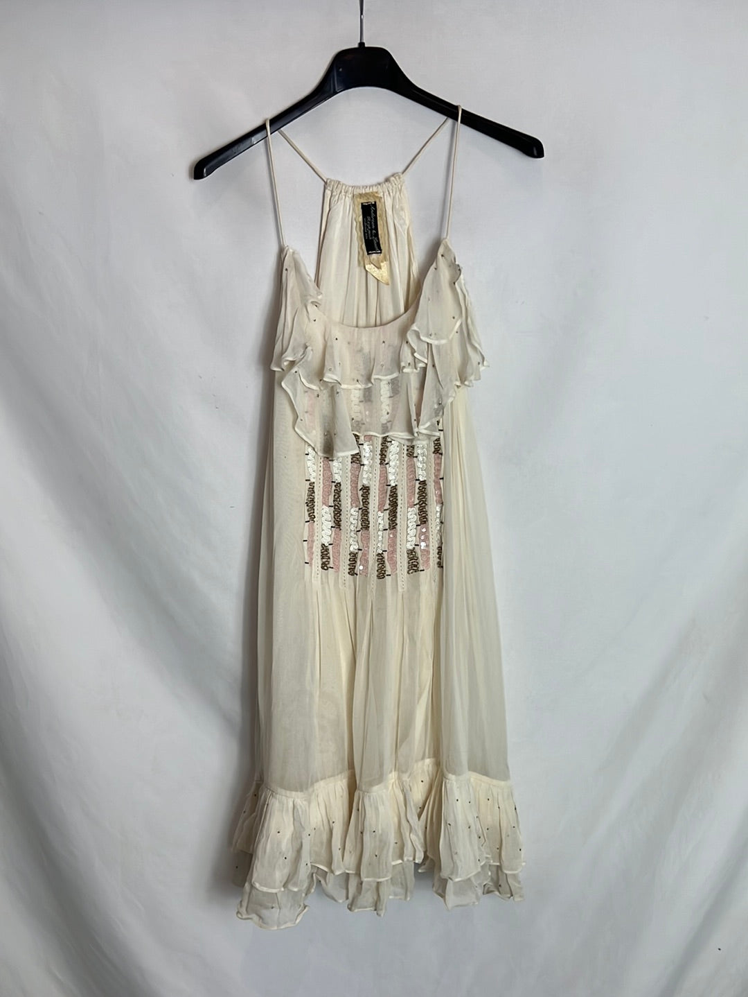 ANDERSEN & LAUTH. Vestido corto gasa detalles. T S