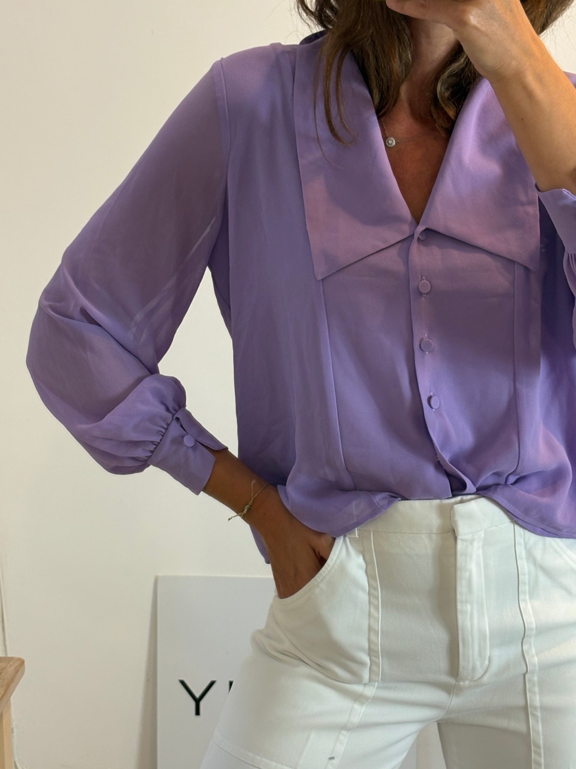 BIMANI. Blusa malva cuello T.m