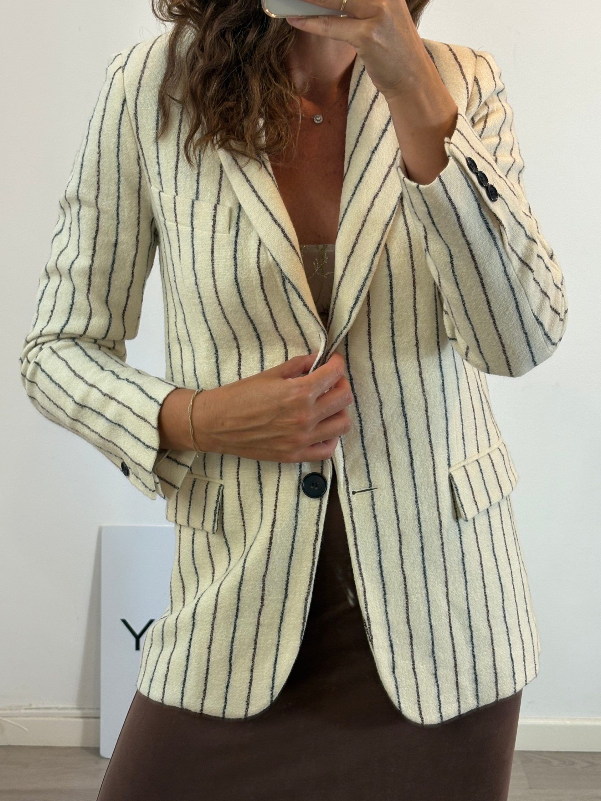 ISABEL MARANT.Blazer lana y Lino rayas. T 36