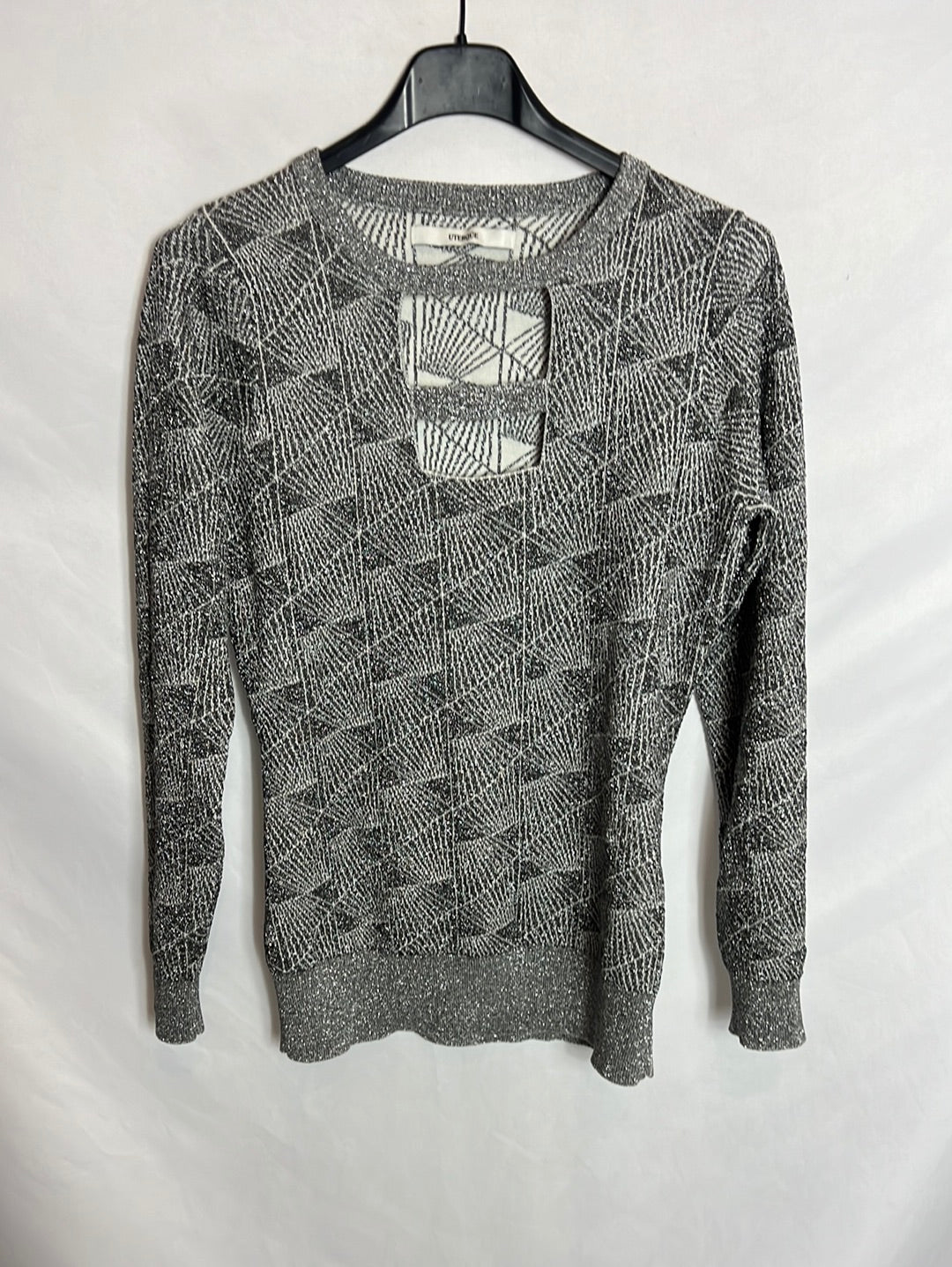 UTERQÜE . Jersey gris hilos plateados. T S