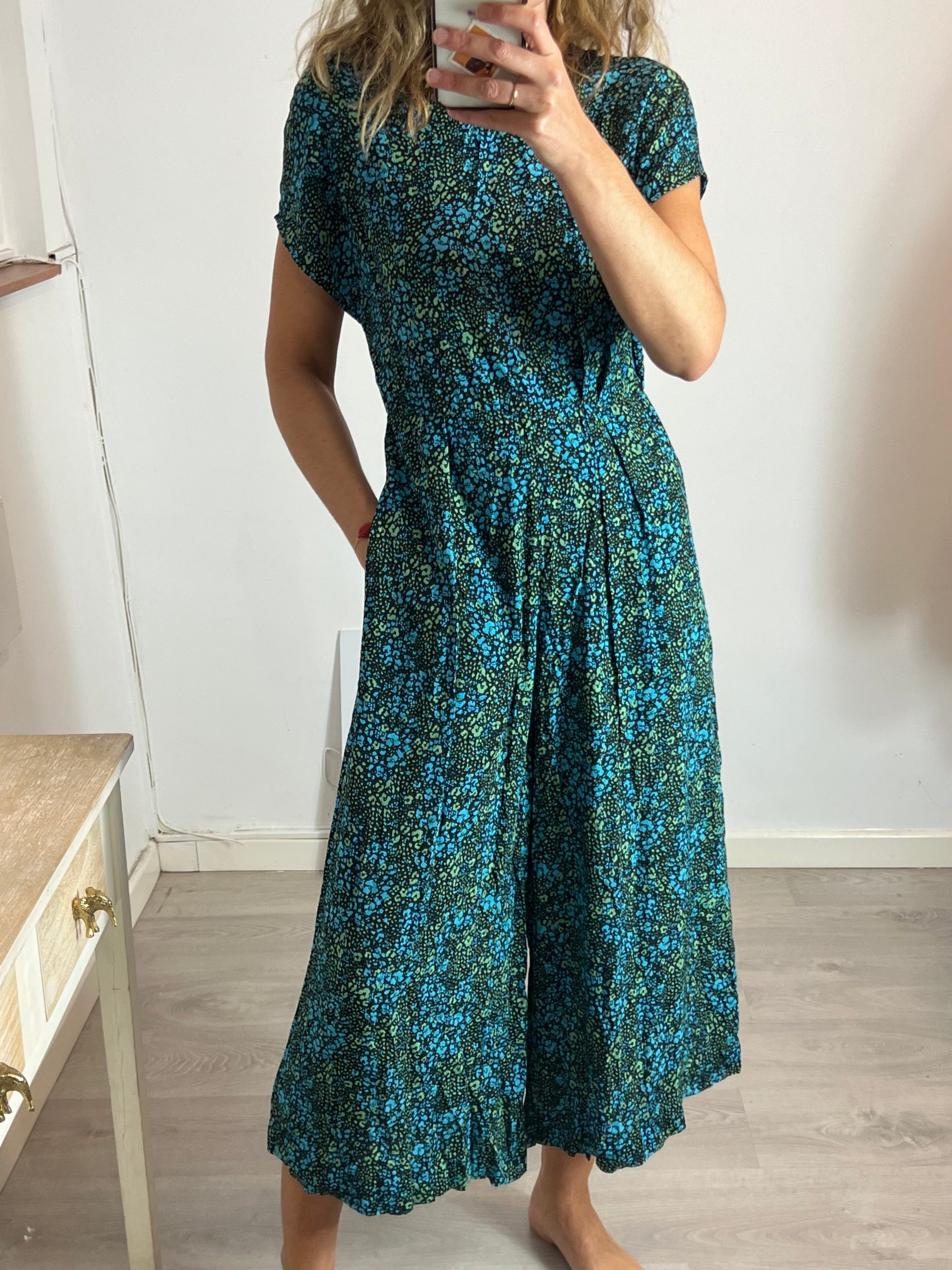 BIMBA Y LOLA.Mono largo estampado verde y azul T.m