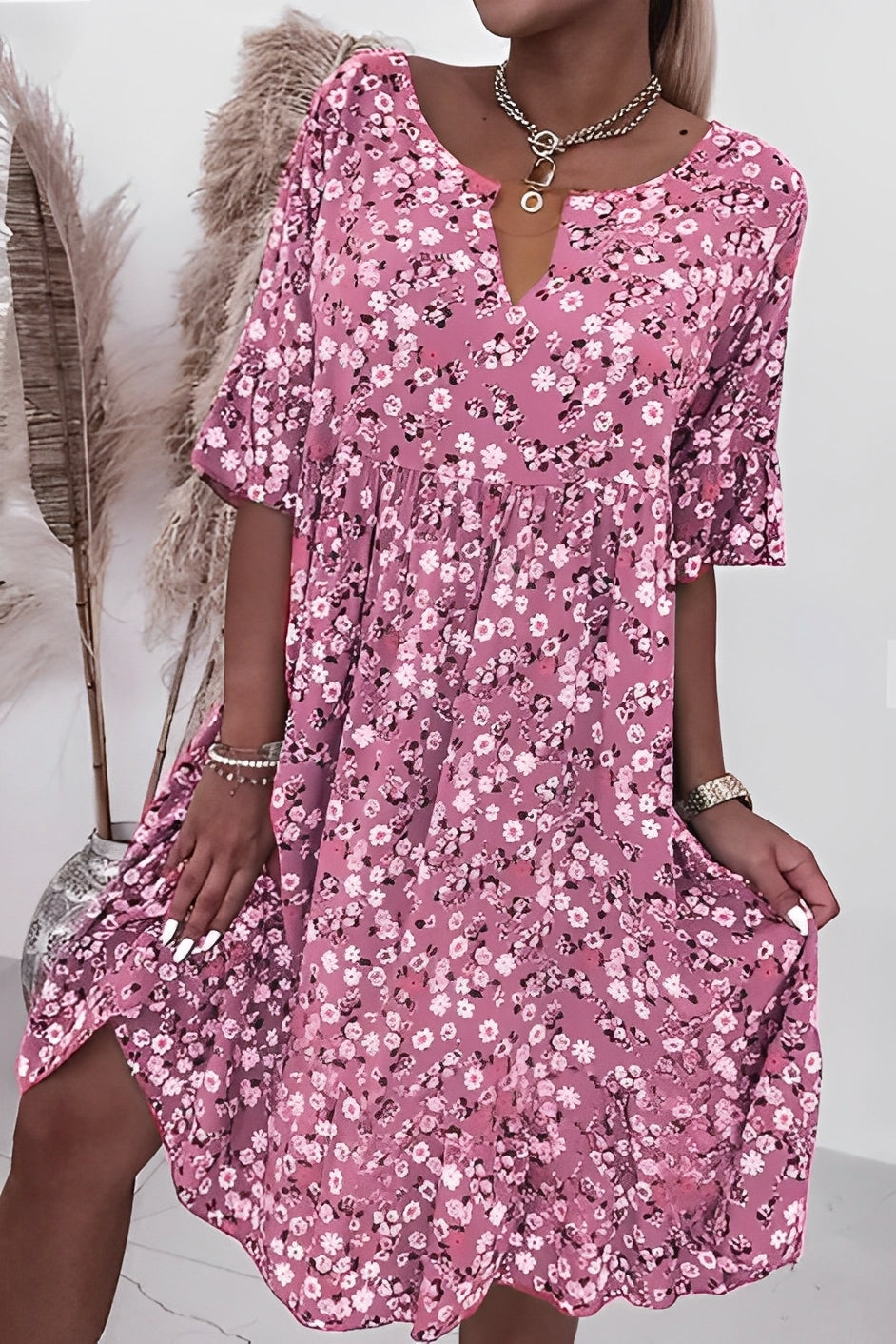 Muriel - Estampado de flores con escote en V para mujeres