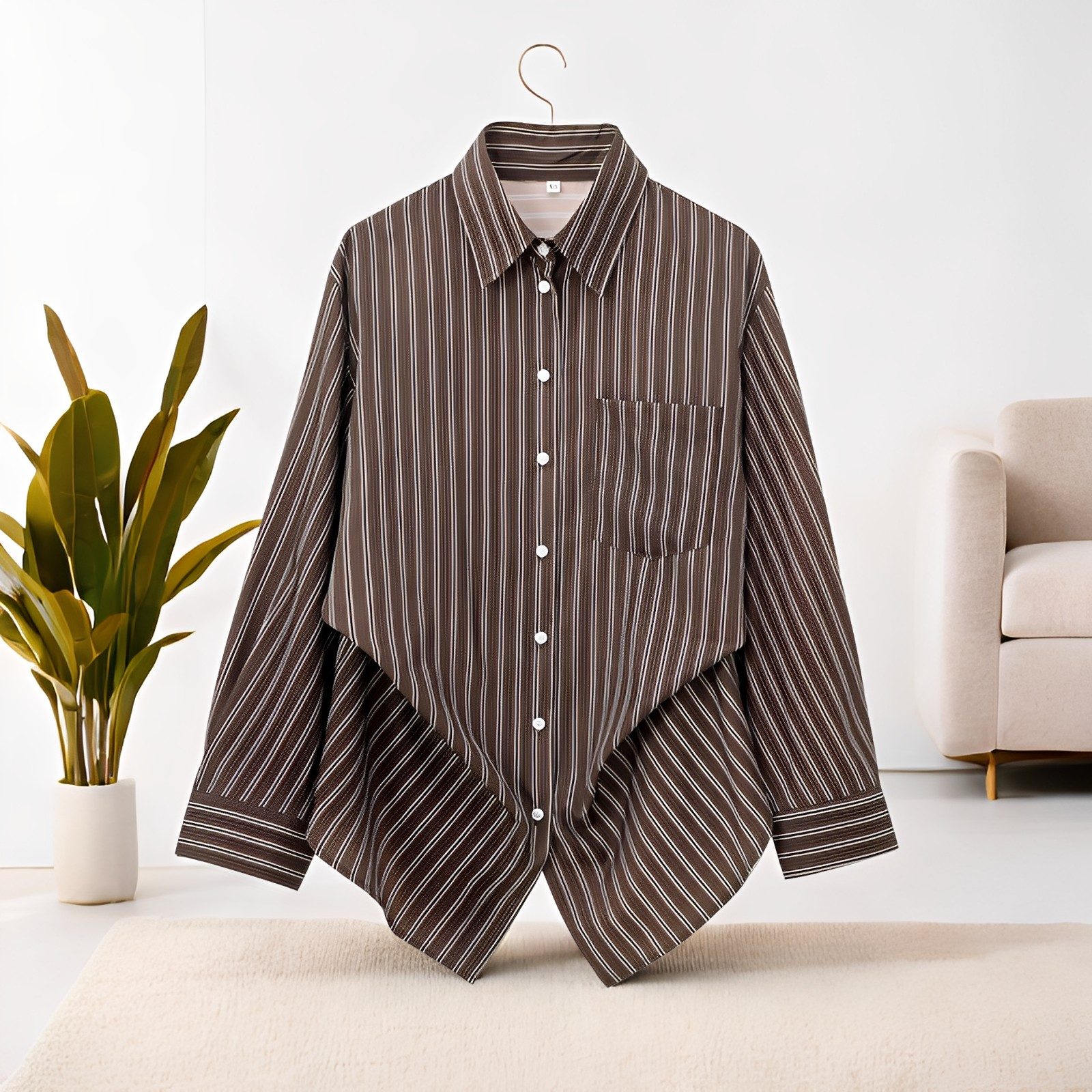 Frederica - Camisa de rayas de manga larga casual para mujeres