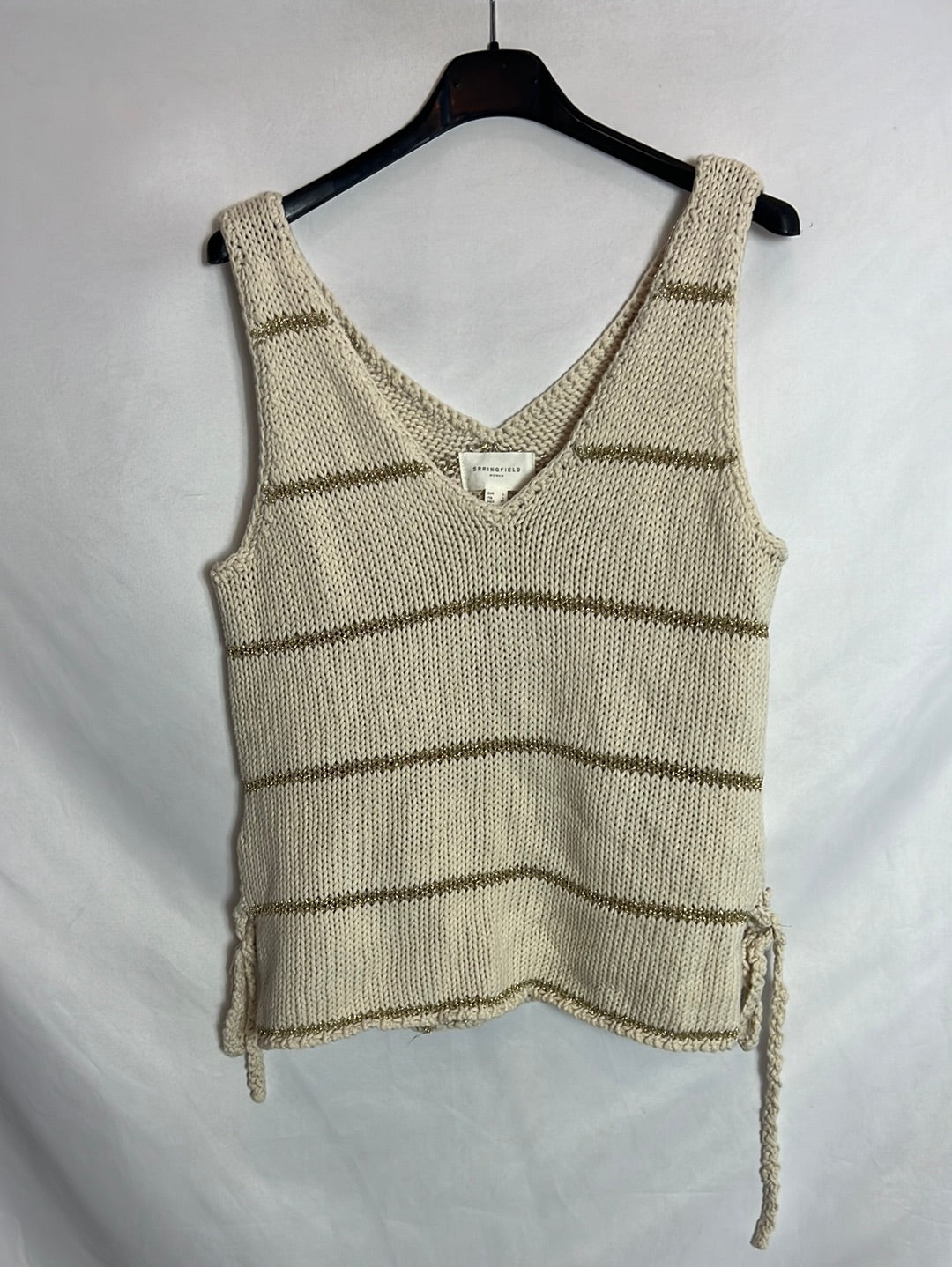 SPRINGFIELD. Top punto beige rayas. T L