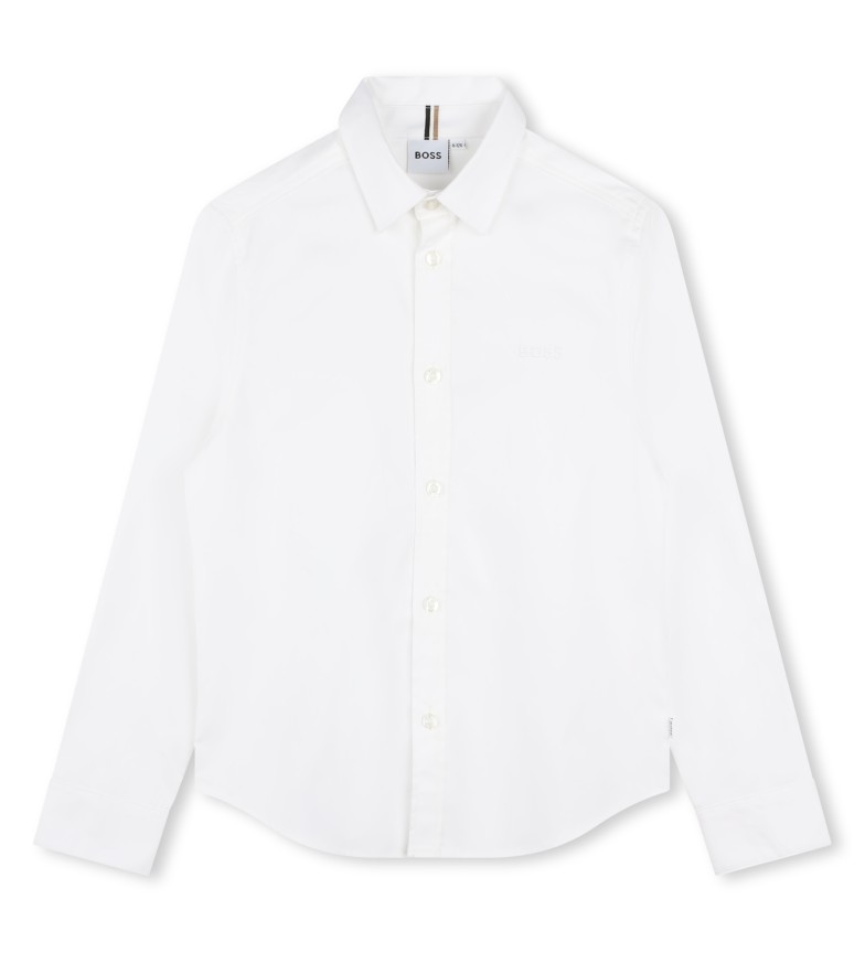 BOSS Camisa de manga larga corte recto blanco