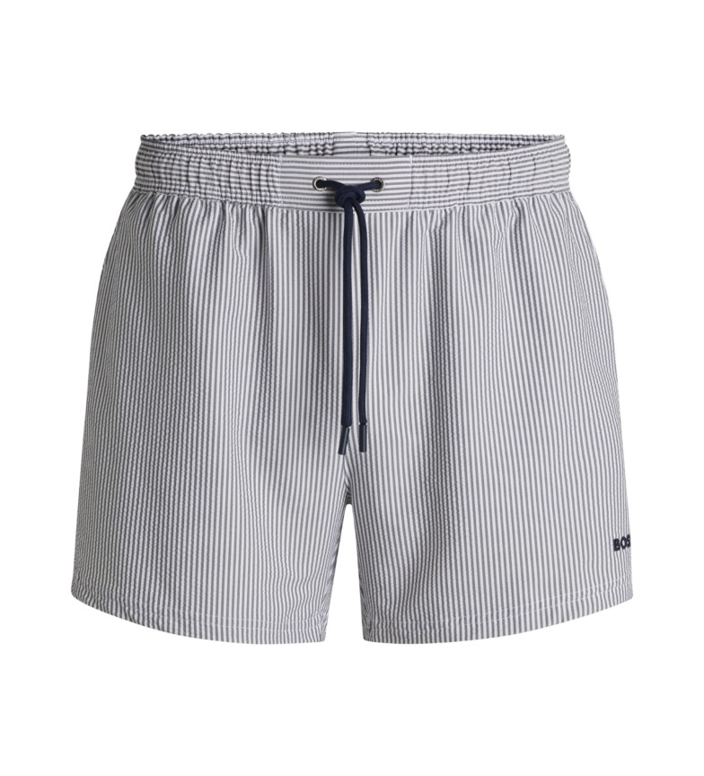 BOSS Bañador en tejido de sirsaca a rayas marino