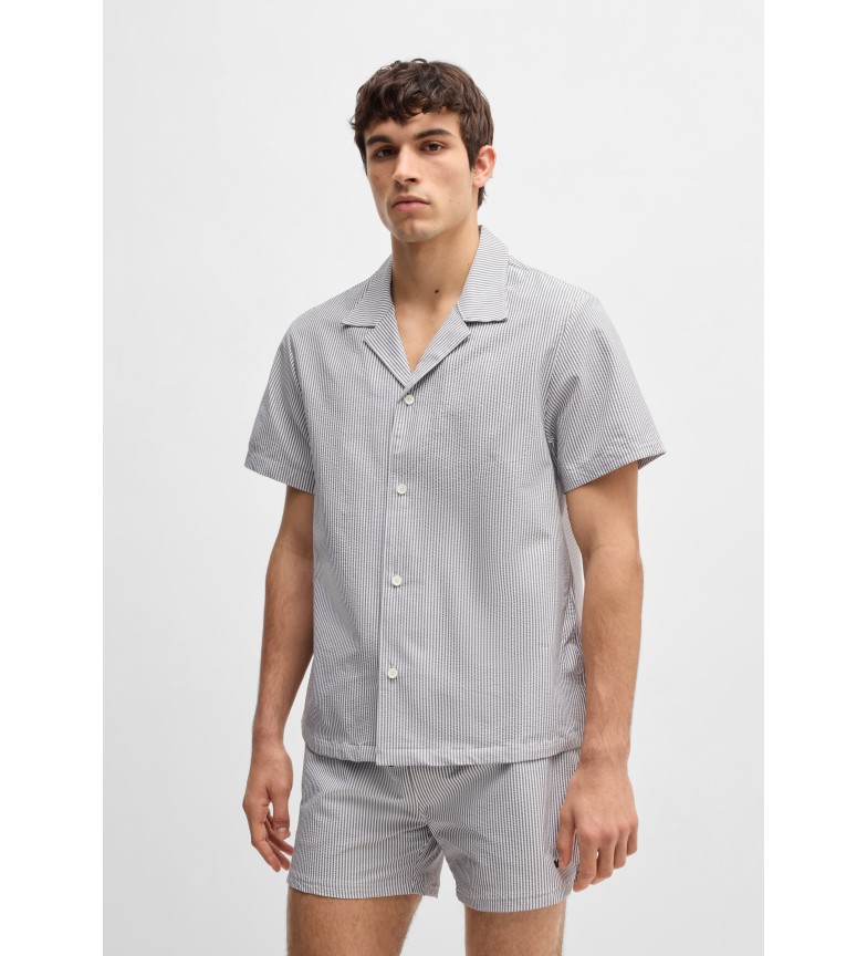BOSS Camisa playera regular fit en tejido de sirsaca marino
