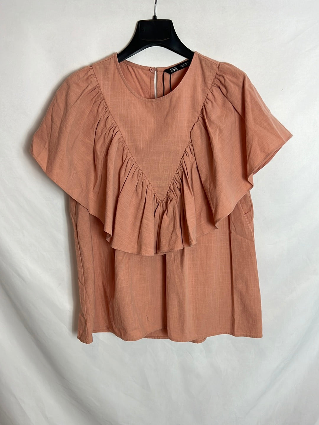 ZARA. Top rosa algodón T.s