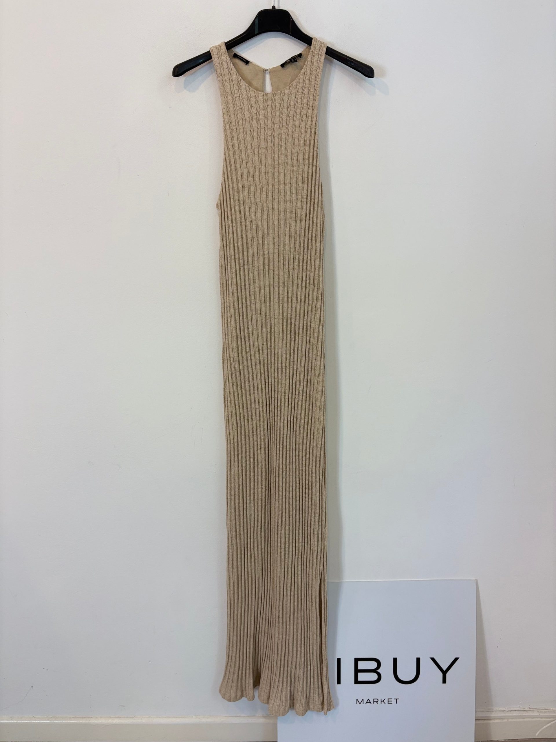 MASSIMO DUTTI. Vestido punto beige. T S