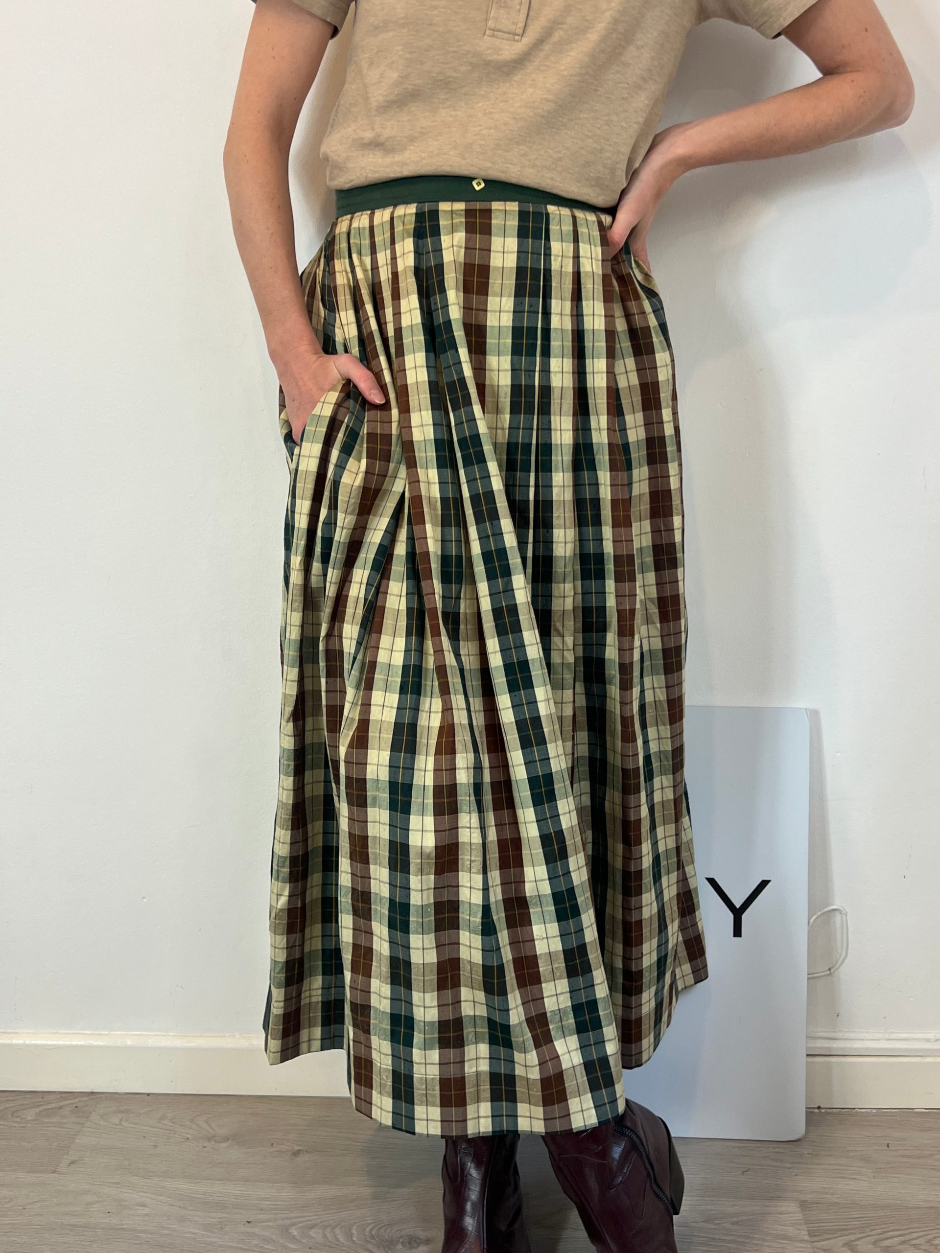 OTRAS. Falda cuadros vintage TU(36)