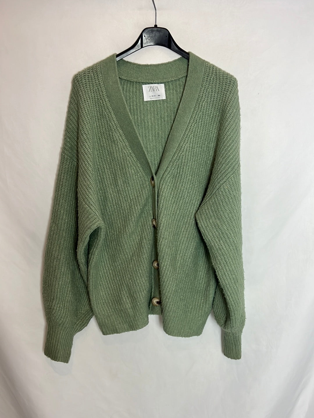 ZARA. Chaqueta punto verde . T 13-14 años (M)