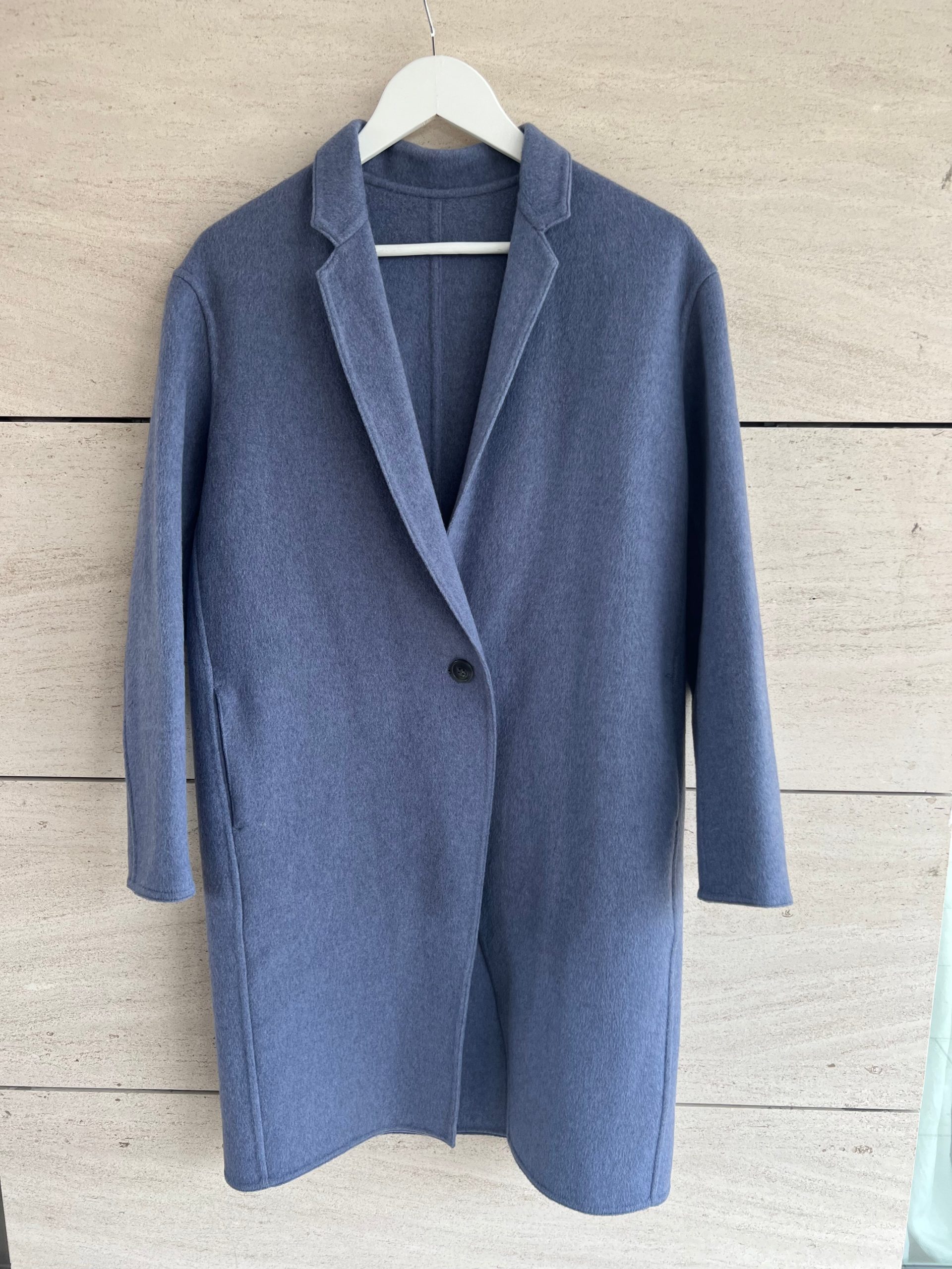 UNIQLO. Abrigo azul/morado lana mezcla. T XS (S)