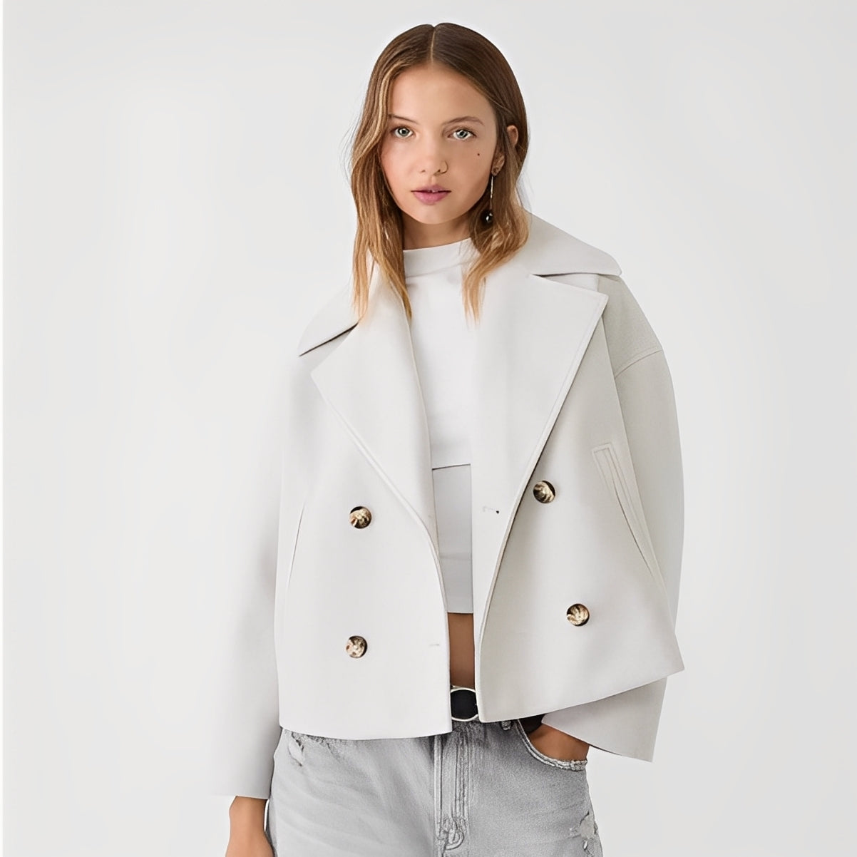 Abegail - Chaqueta corta holgada y casual para mujeres