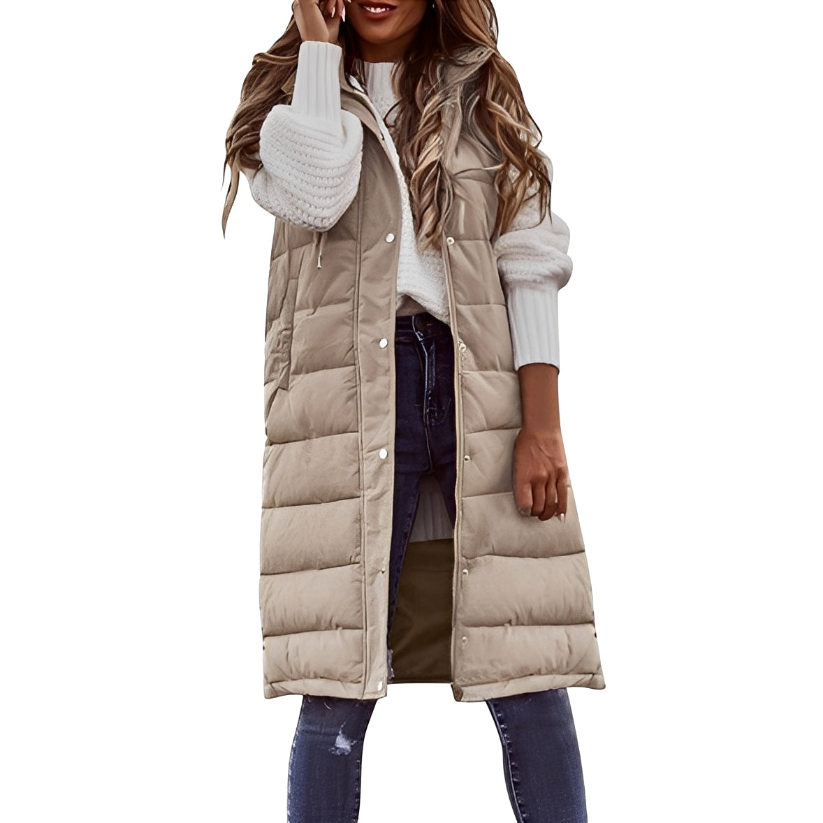 Brenna - Elegante larga chaqueta de plumas para mujeres