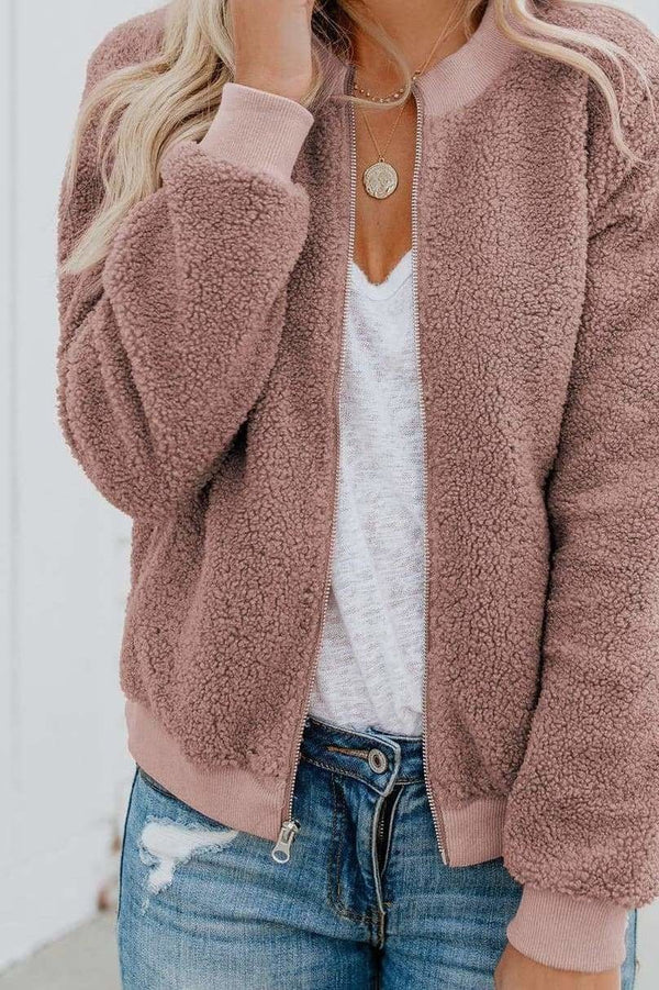 Korra - Acogedora Chaqueta Bomber de Peluche para Mujeres