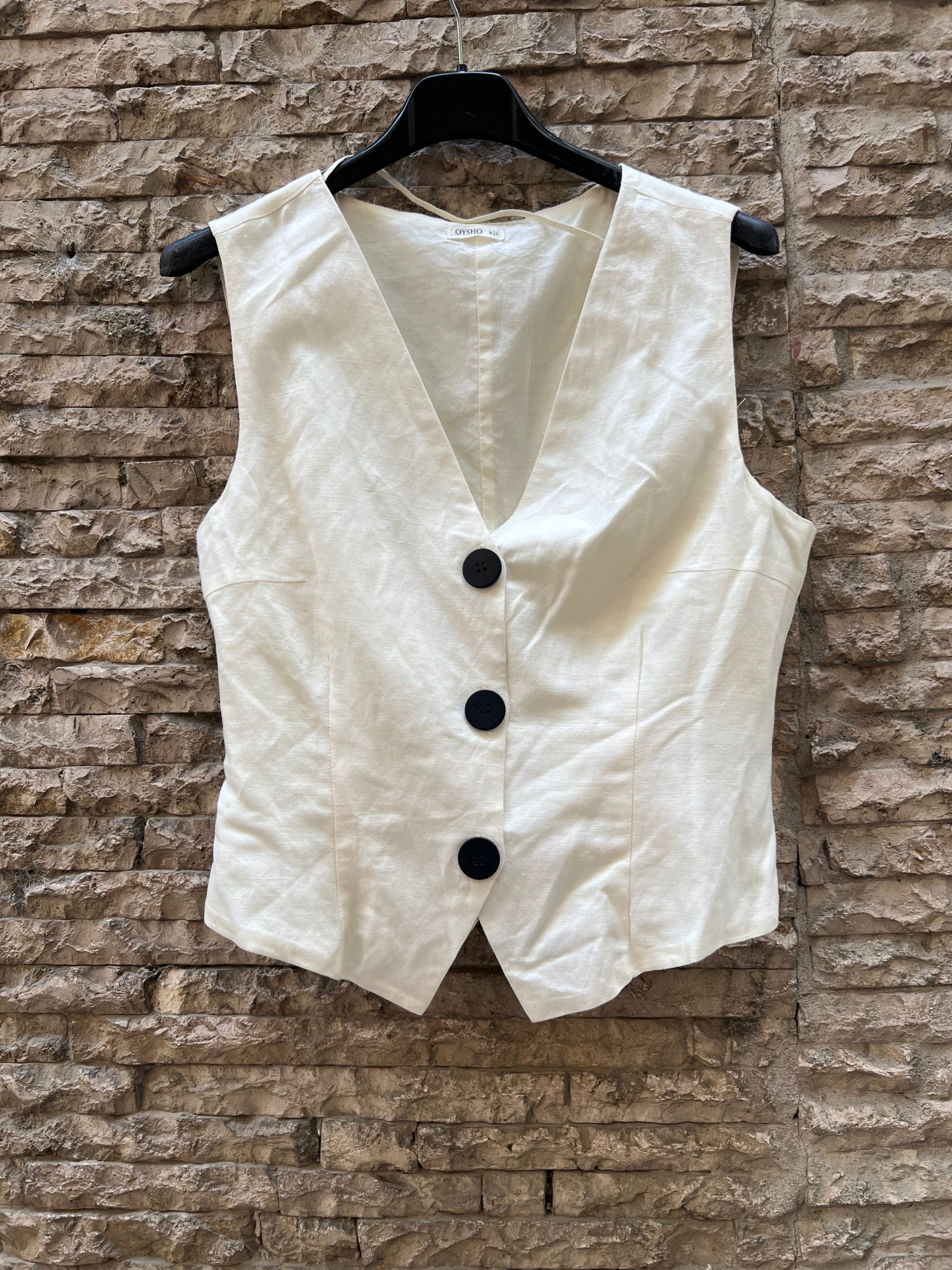 OYSHO. Chaleco beige algodón T.m