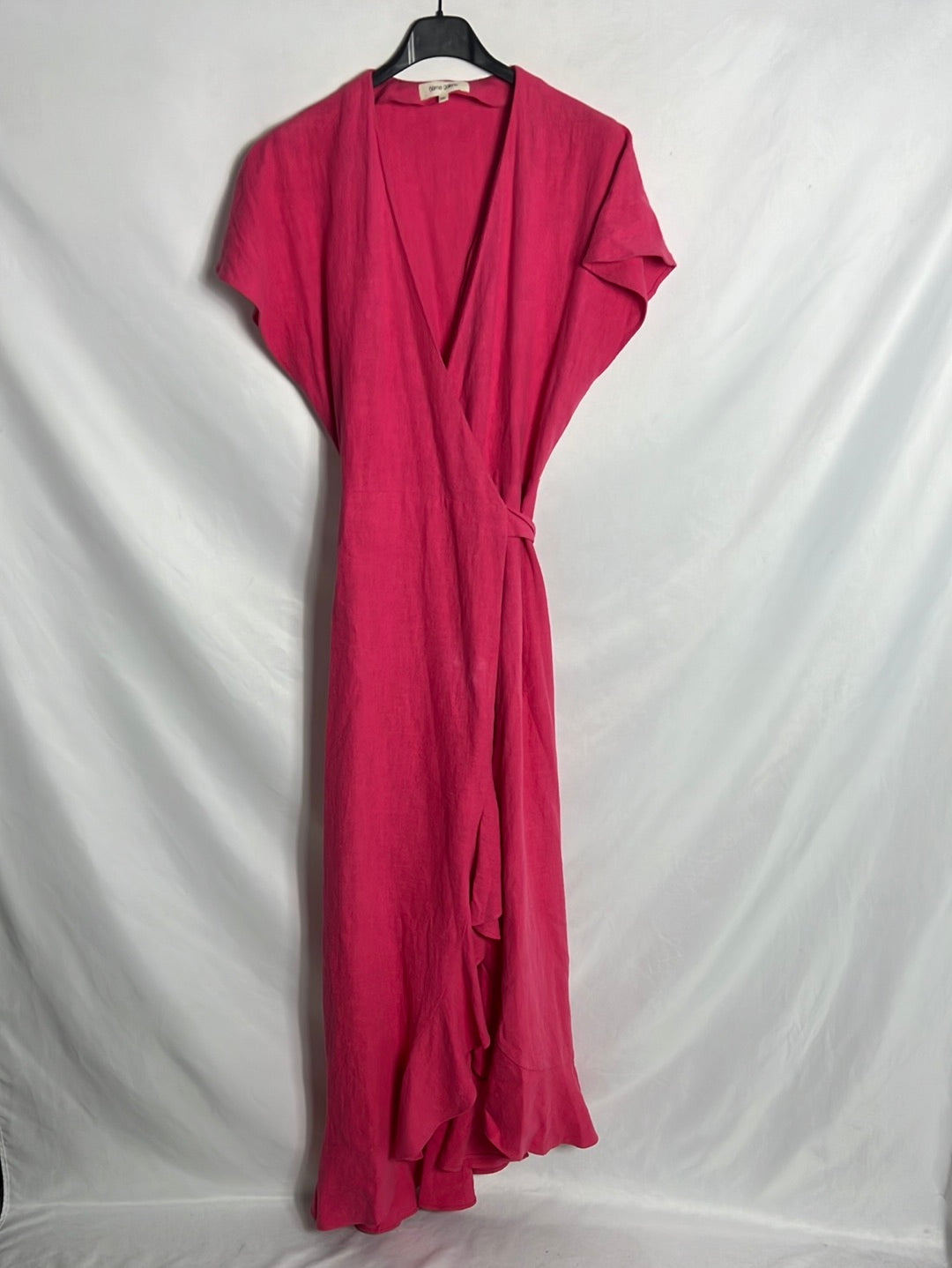 6EME GALERIE. Vestido largo rosa cruzado textura. T XS(Tara)