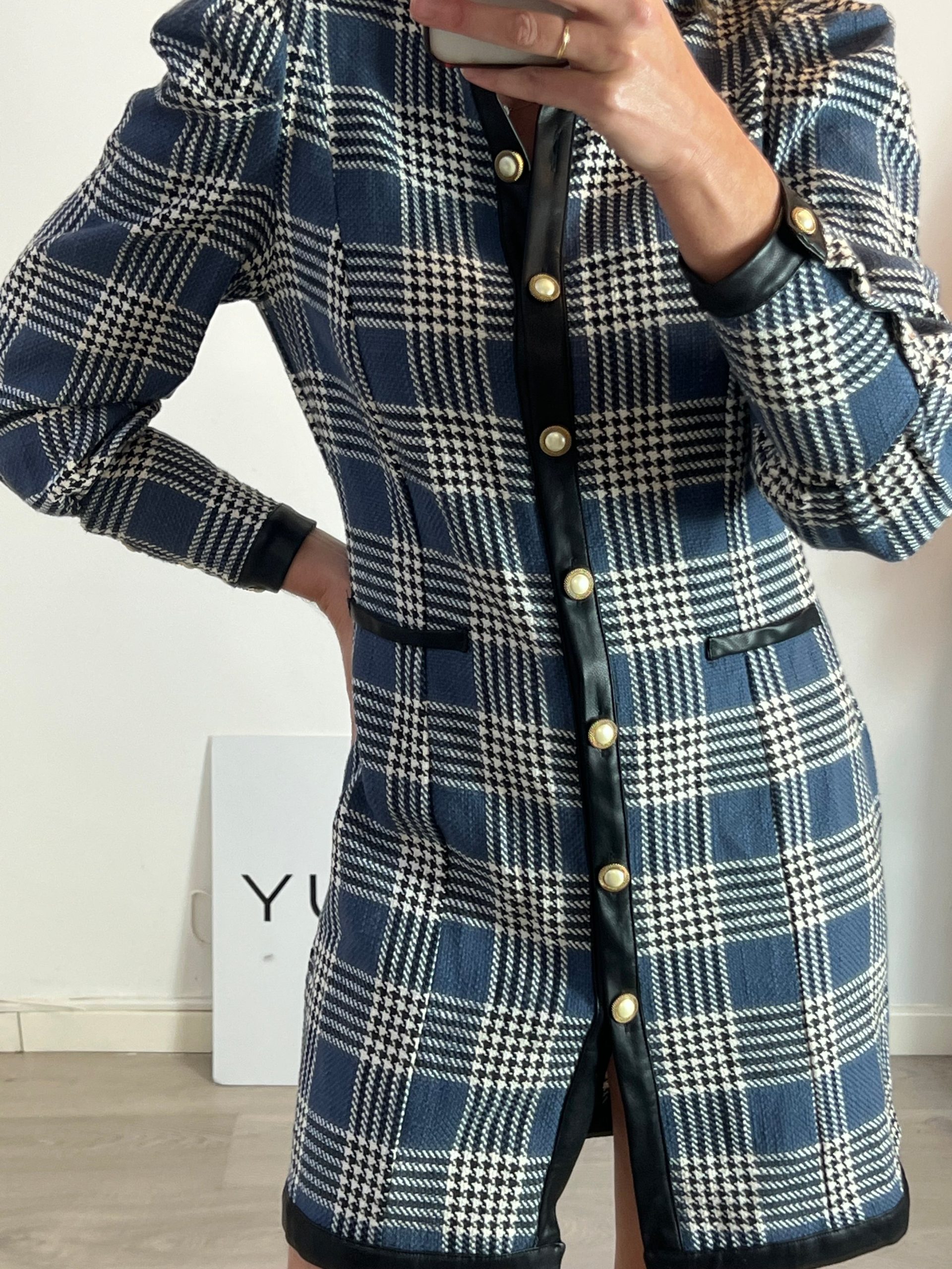 BIMANI. Chaqueta/vestido pata de gallo T.38