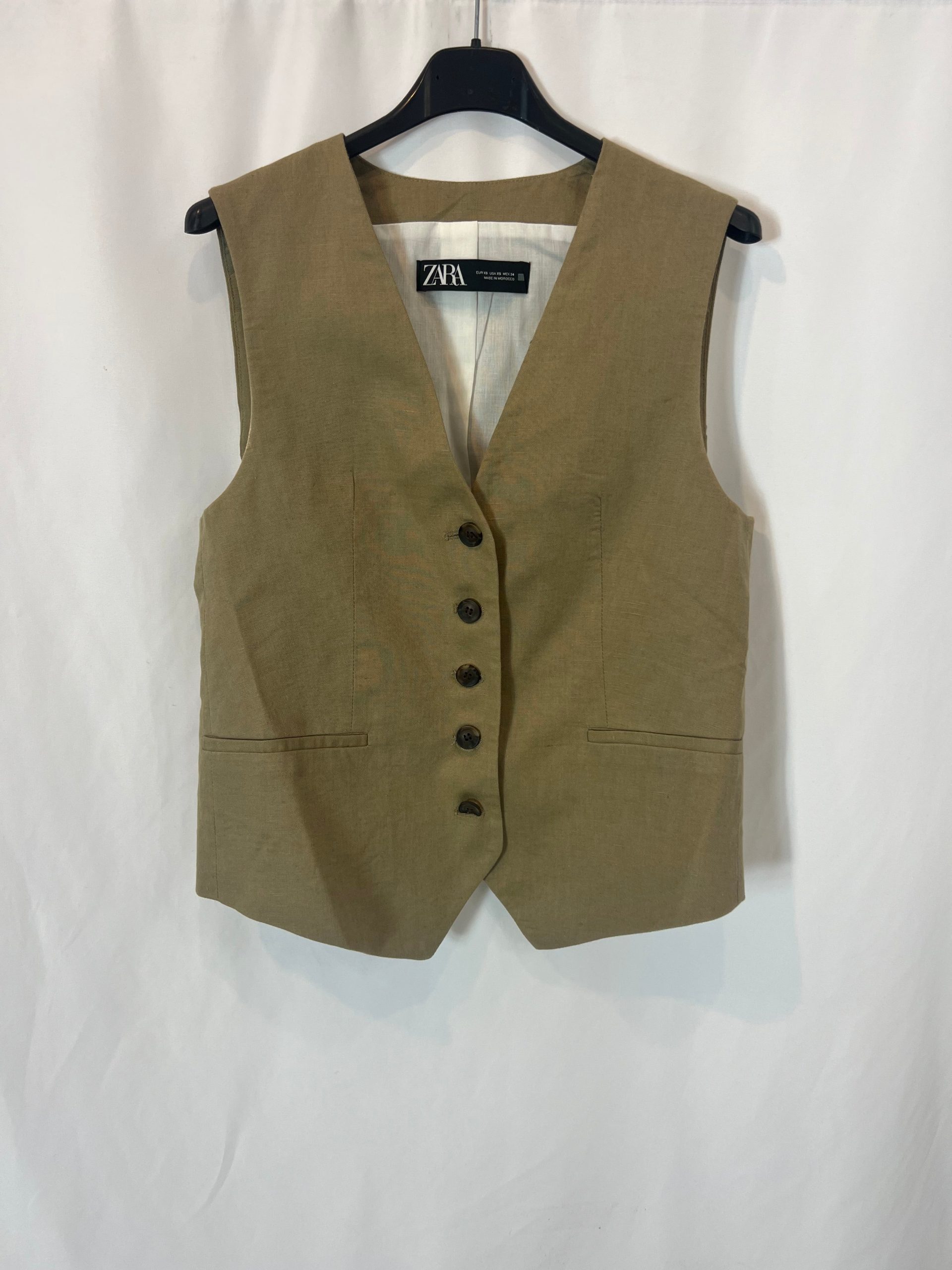 ZARA. Chaleco sastre con lino. T XS