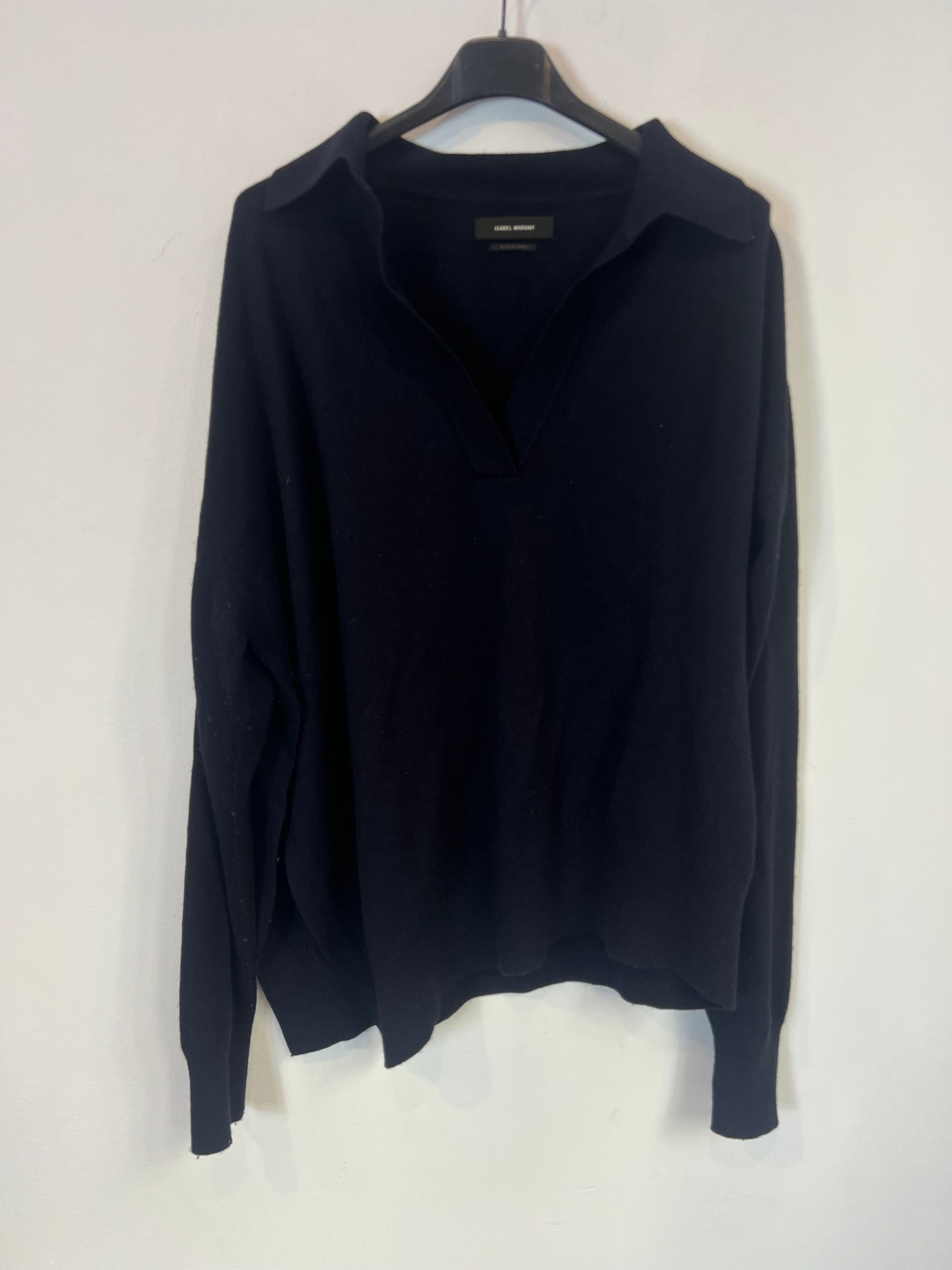 ISABEL MARANT. Jersey azul abertura con lana. T 34 (S/M)