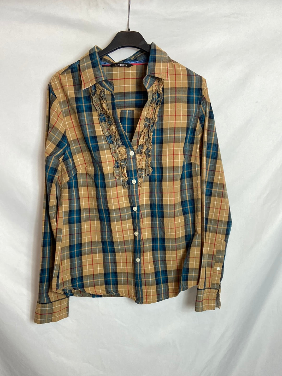 SINTESIS. Camisa cuadros minivolantes T.U (M)