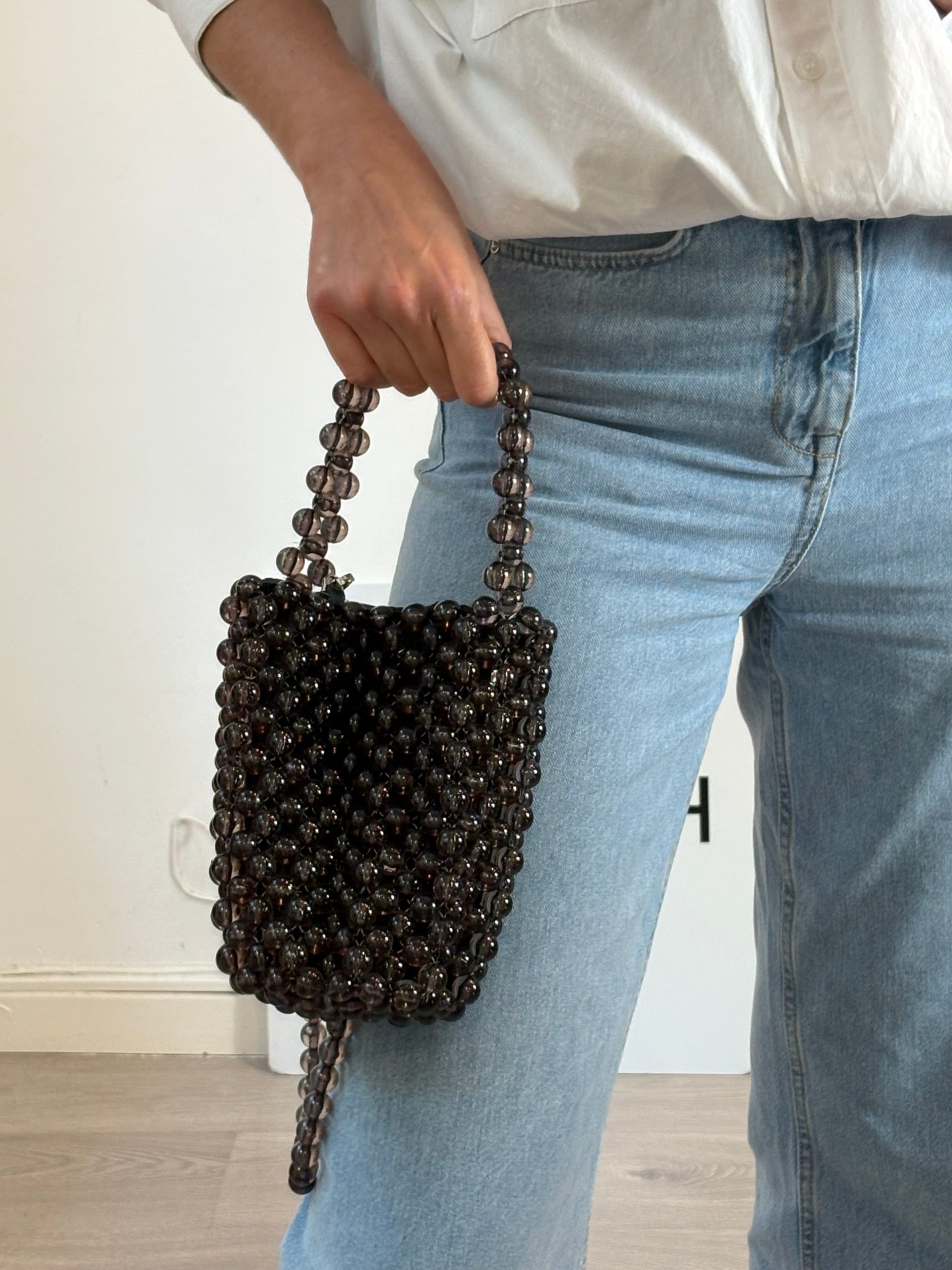 ZARA. Bolso gris saco bolas