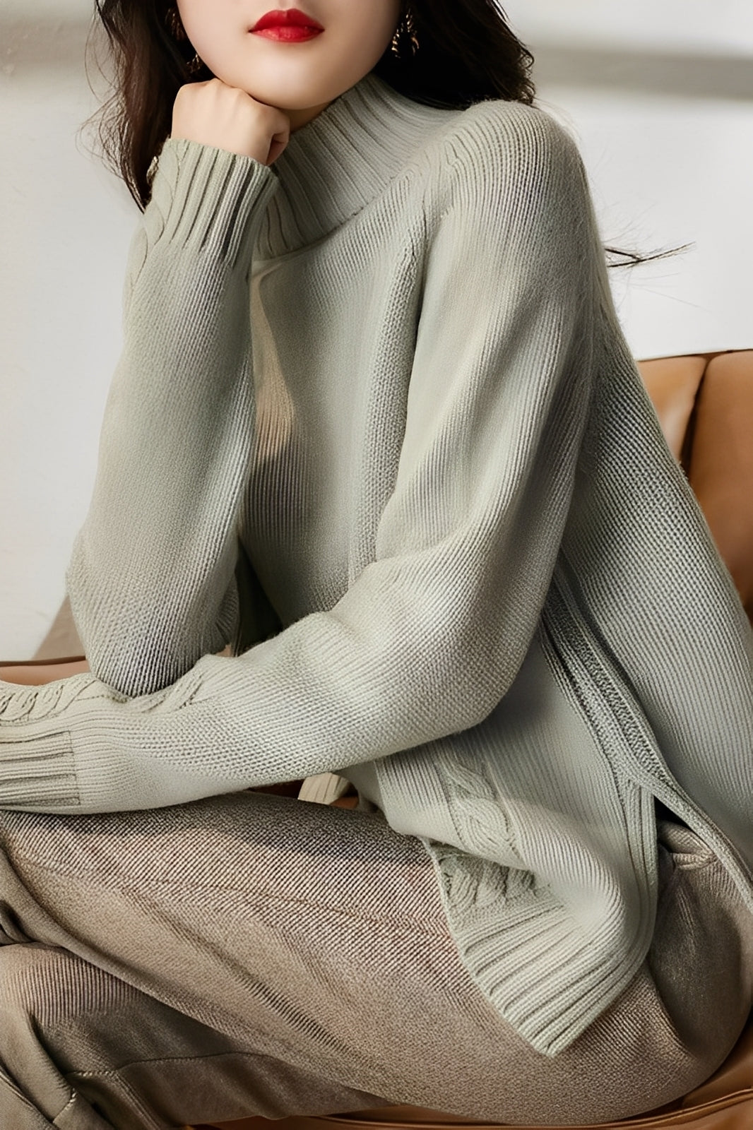 Karolyn - Sencillo, ajustado suéter de punto para mujer