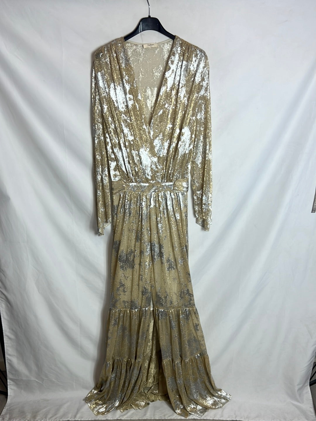 BA&SH. Vestido largo dorado y plateado. T1(S)