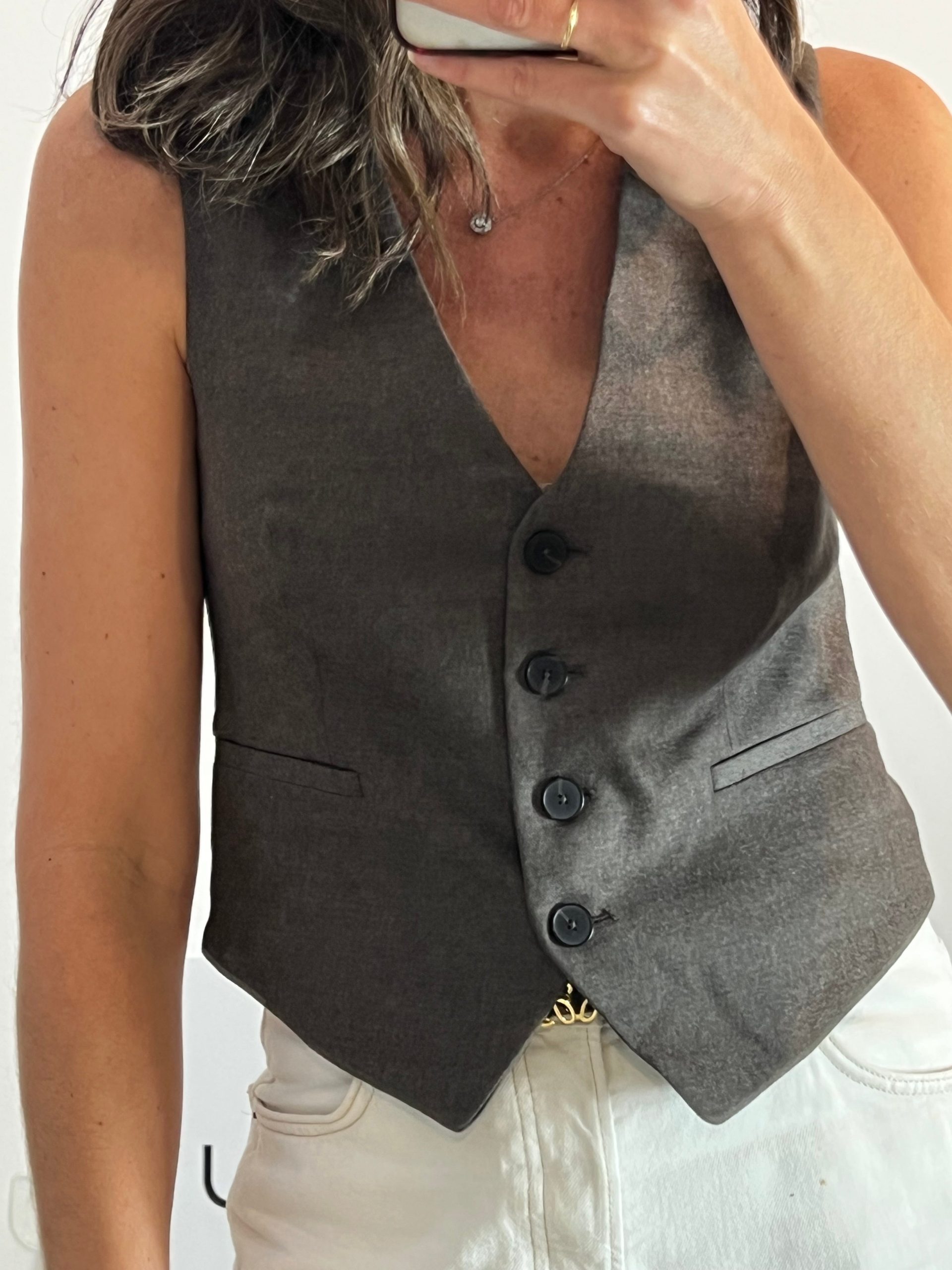 MASSIMO DUTTI. Chaleco marrón jaspeado. T S