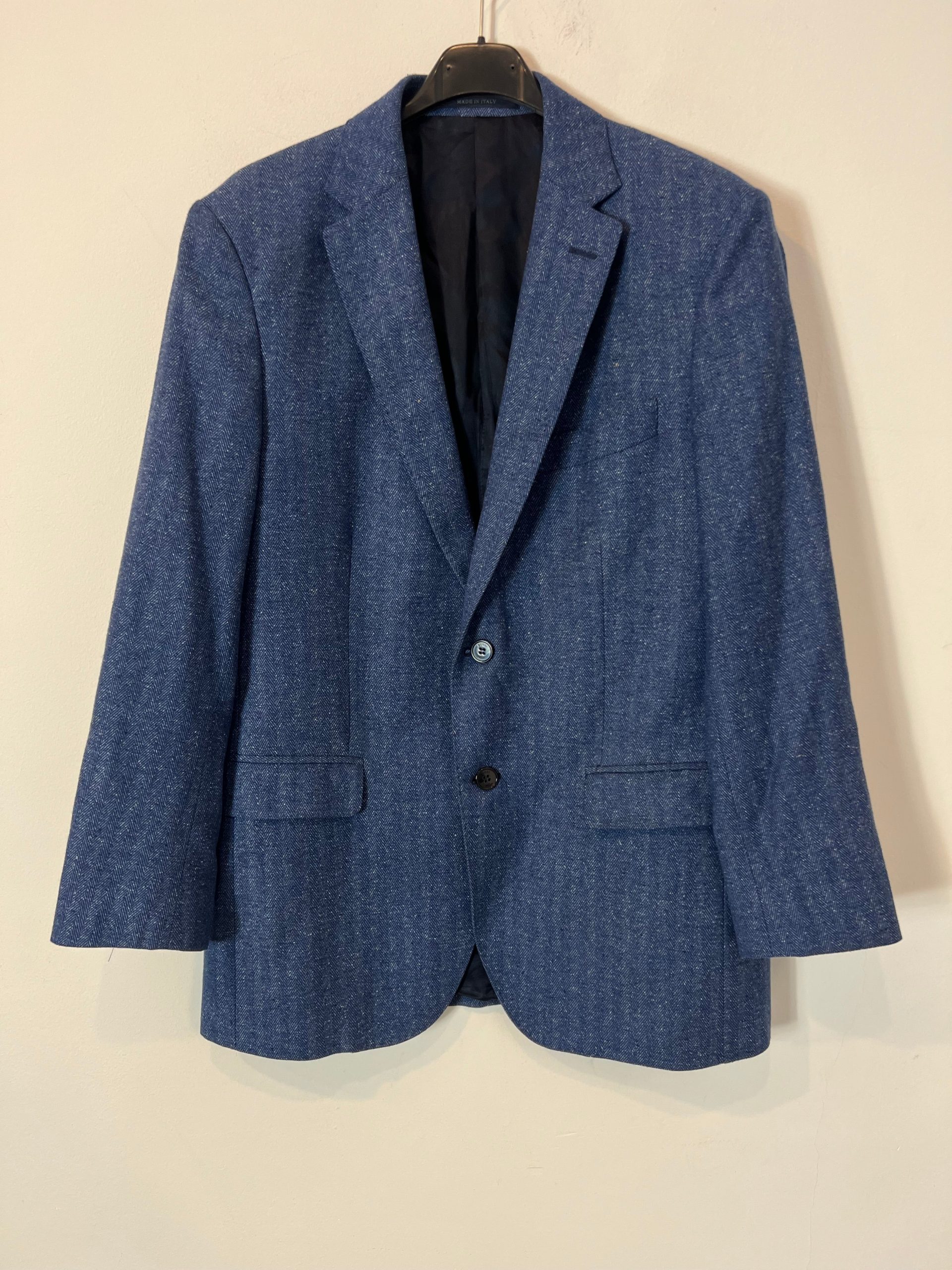 BOGGI MILANO. Blazer lana y seda azul jaspeada. T L