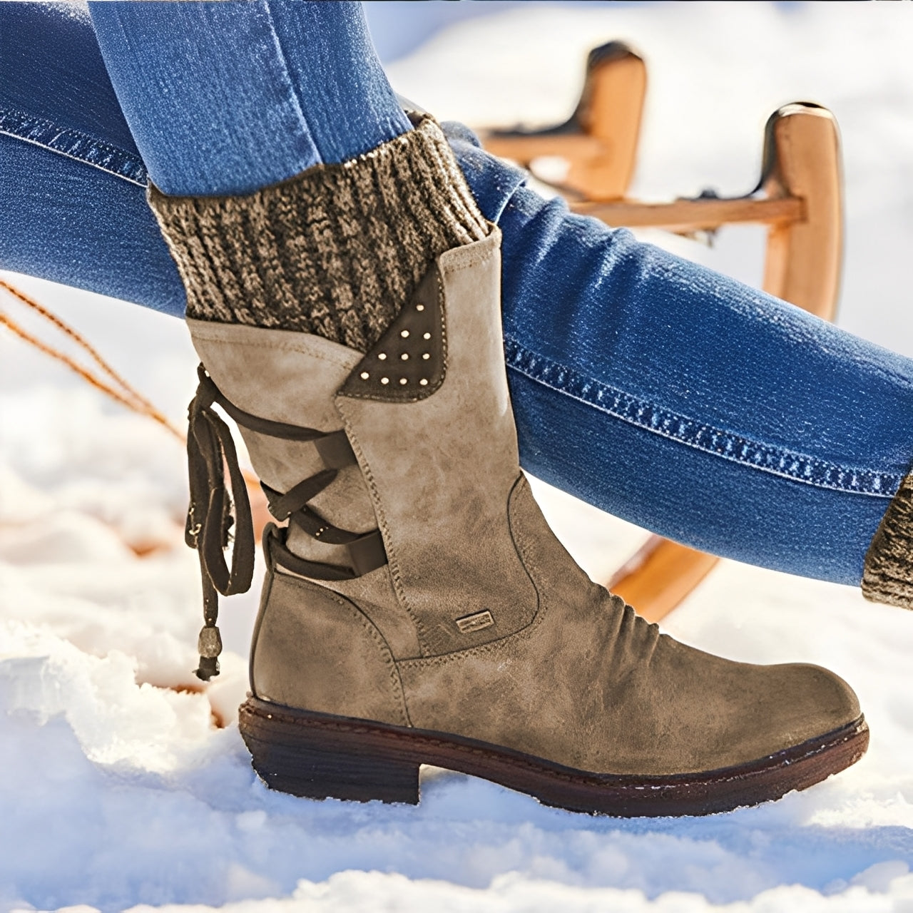 Sharalyn - Cómodas botas de invierno para mujeres a media pantorrilla