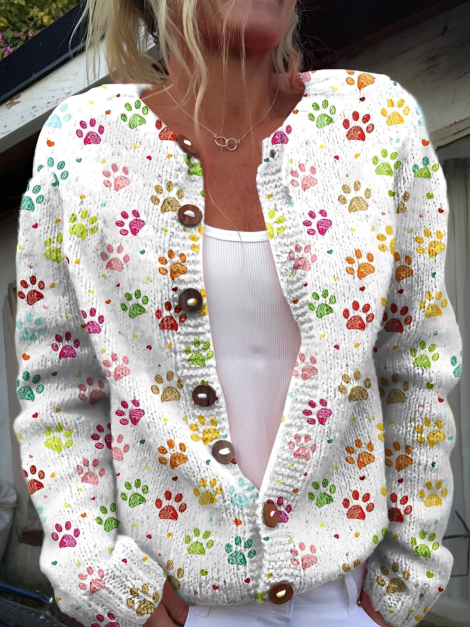 Kandace - Elegante Chaqueta de Punto con Estampado Floral para Mujer