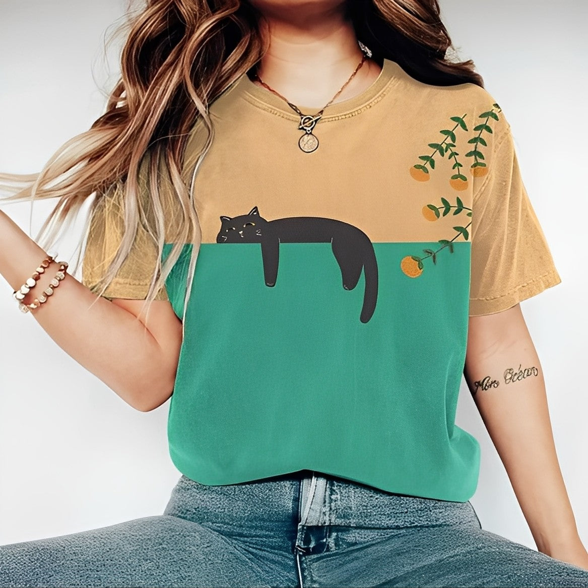 Alvina - Camiseta casual con motivo para mujer