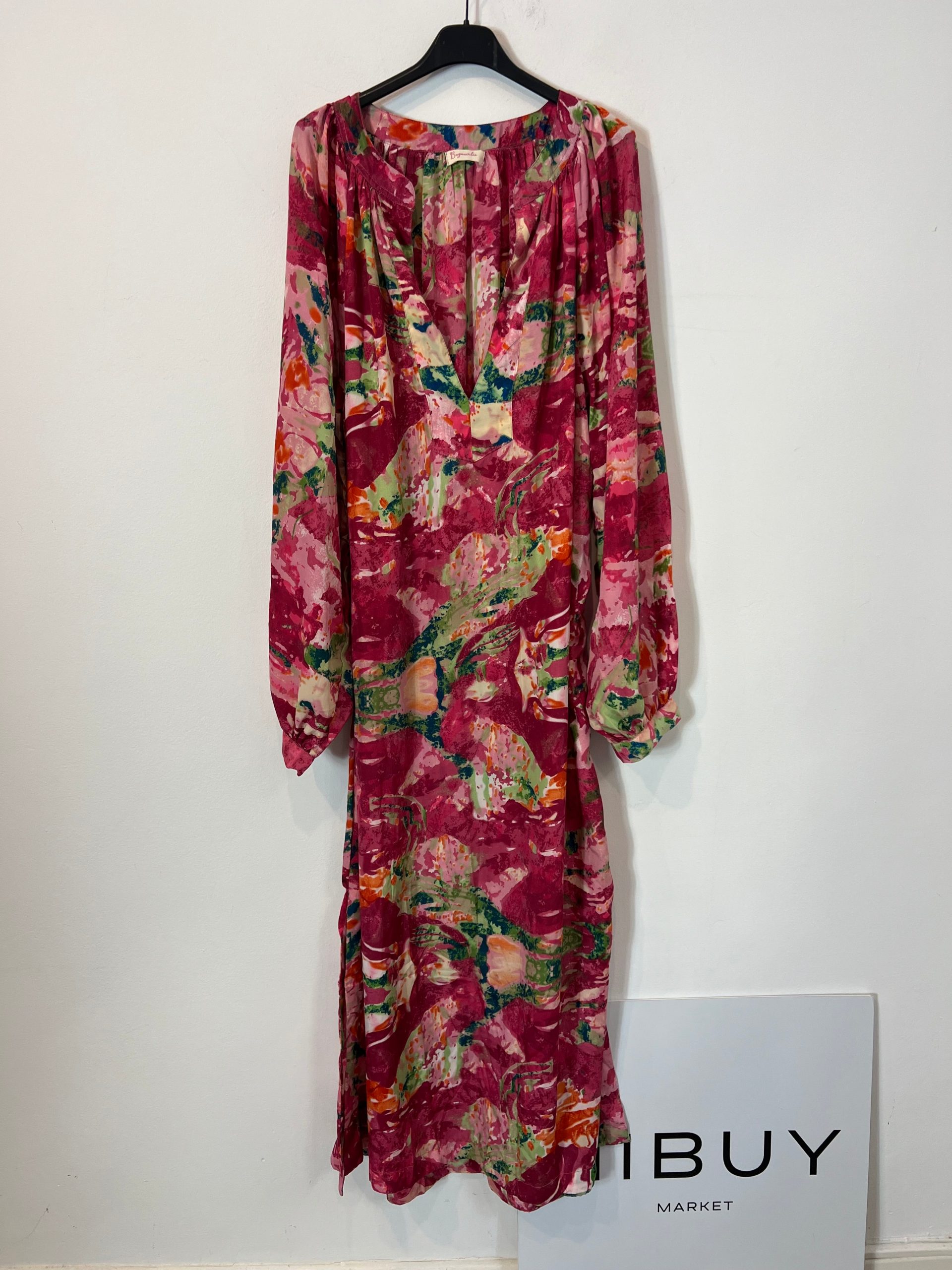 BUGANVILIA. Vestido rosa fluido estampado T. XL