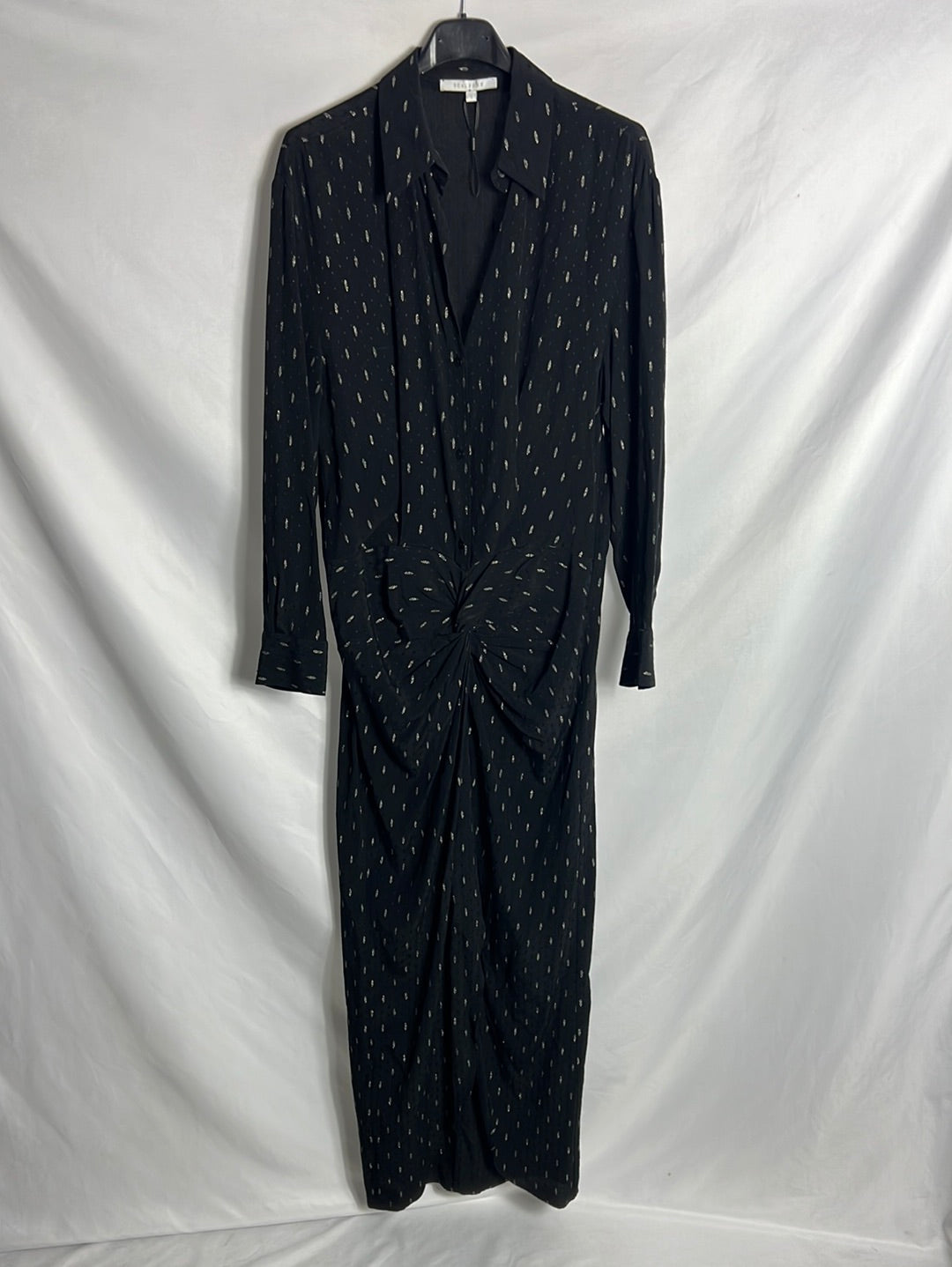 SCALPERS. Vestido midi negro hilos brillo. T S