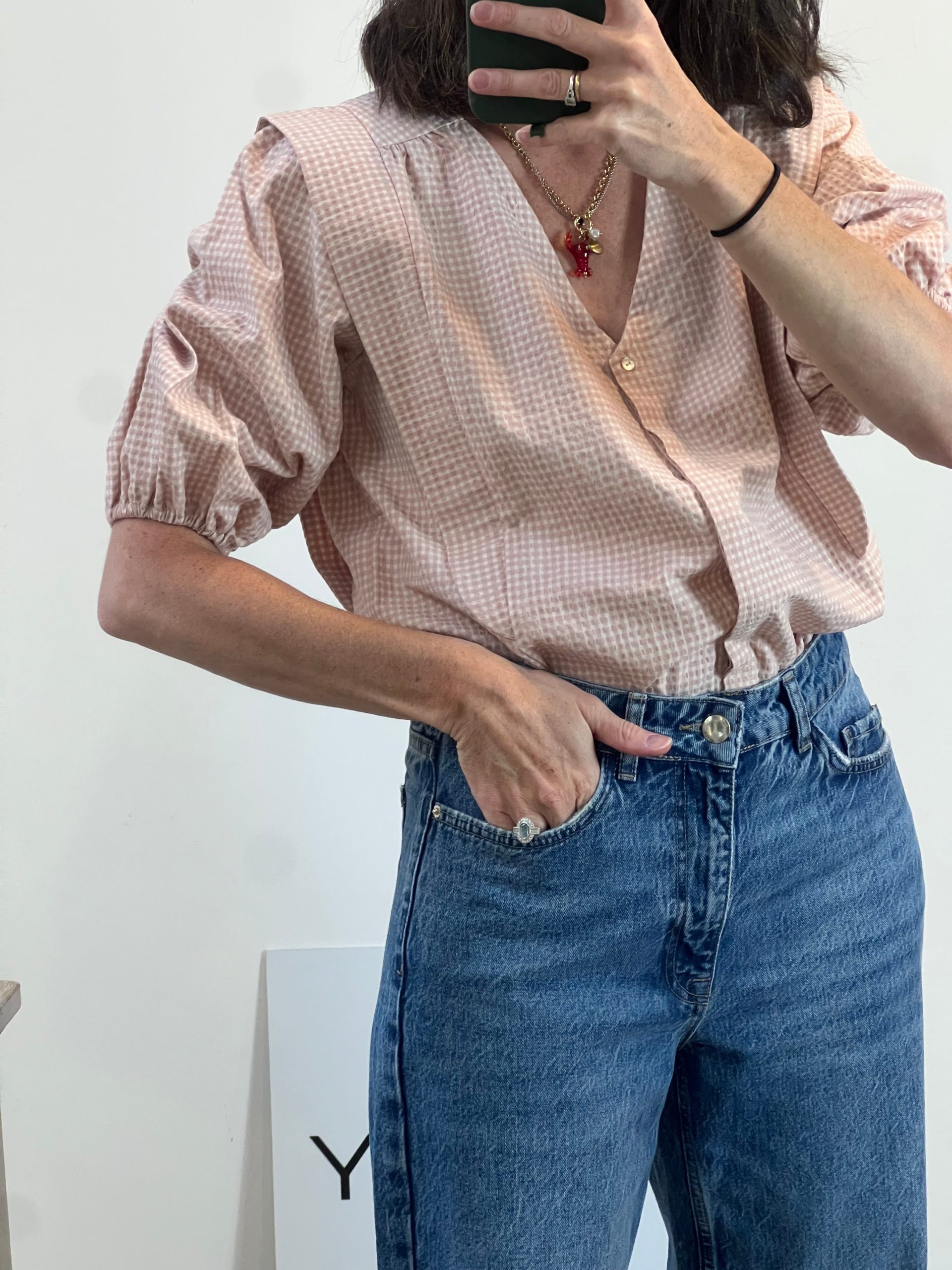 TRIANA BY C. Blusa cuadros rosas T.s