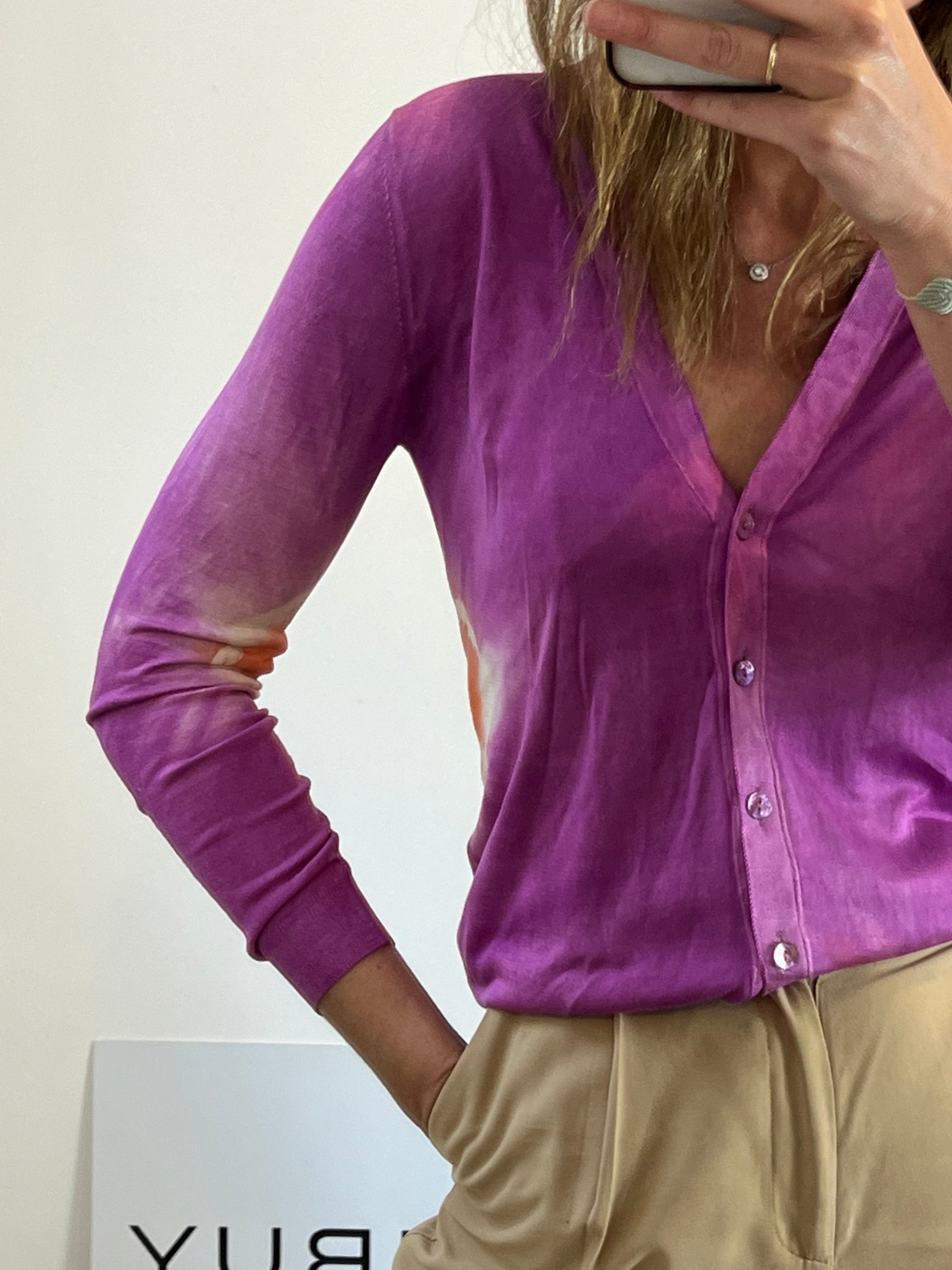 BLUMARINE. Chaqueta punto buganvilla. T s/m