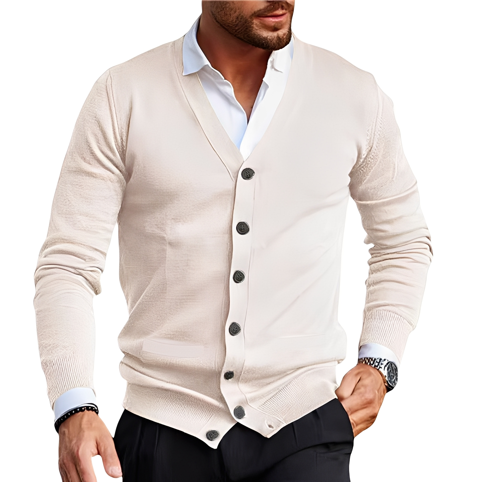 Kyler - Elegante chaqueta de punto con botonadura para hombres