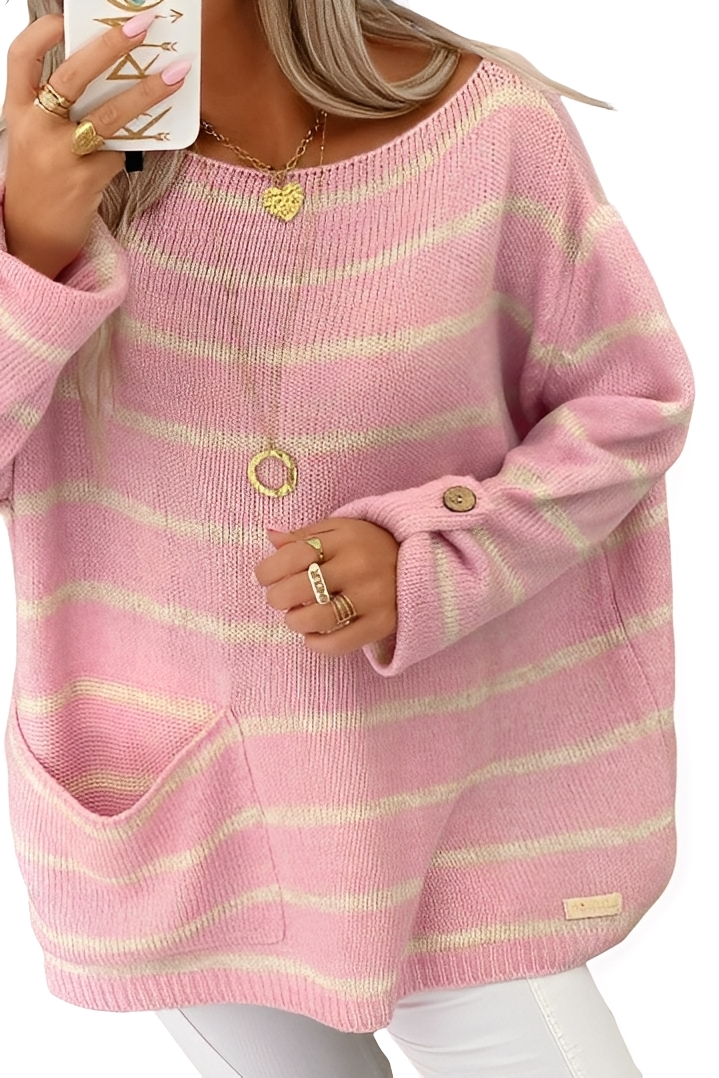 Elianna - Cómodo suéter a rayas de corte holgado para mujeres