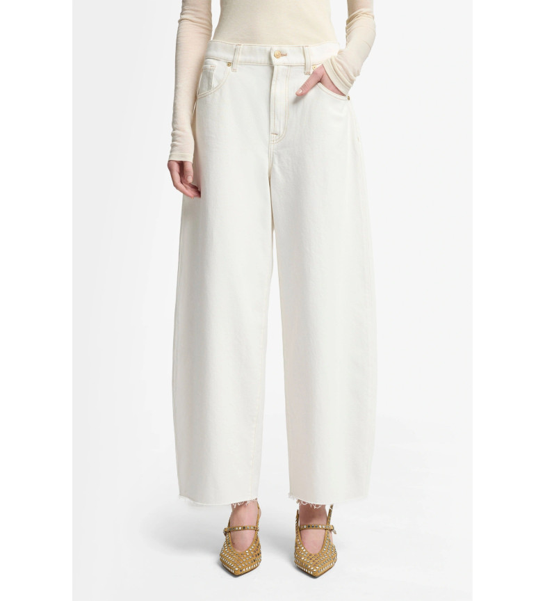 7 For All Mankind Jeans Bonnie Curvilinear Milkyway With Raw Cut blanco roto