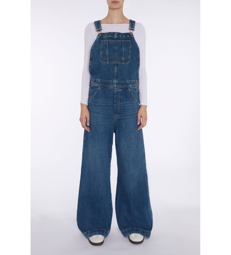 7 For All Mankind Peto Dungarees Wide Leg azul